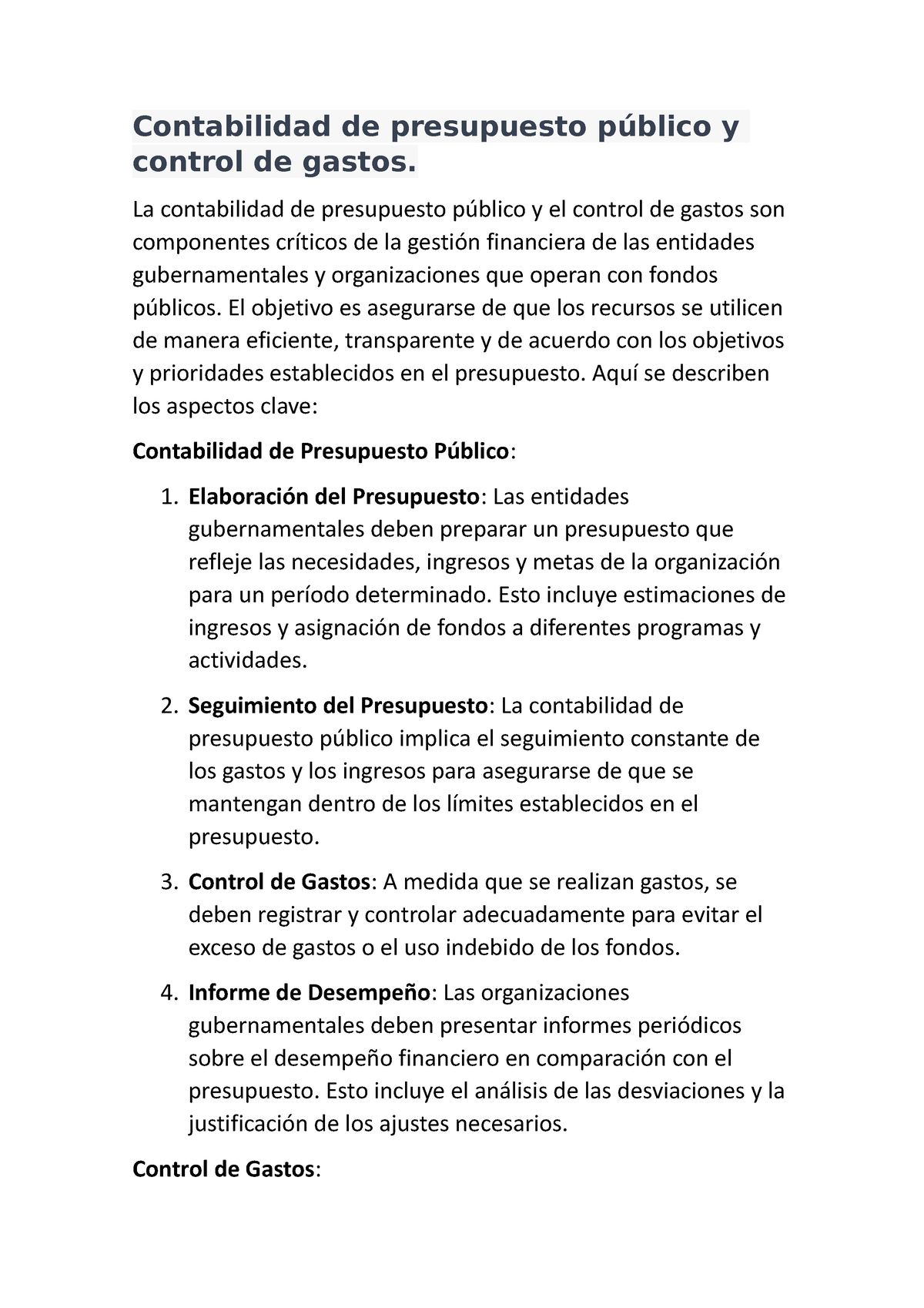 Contabilidad De Presupuesto Público Y Control De Gastos - La ...