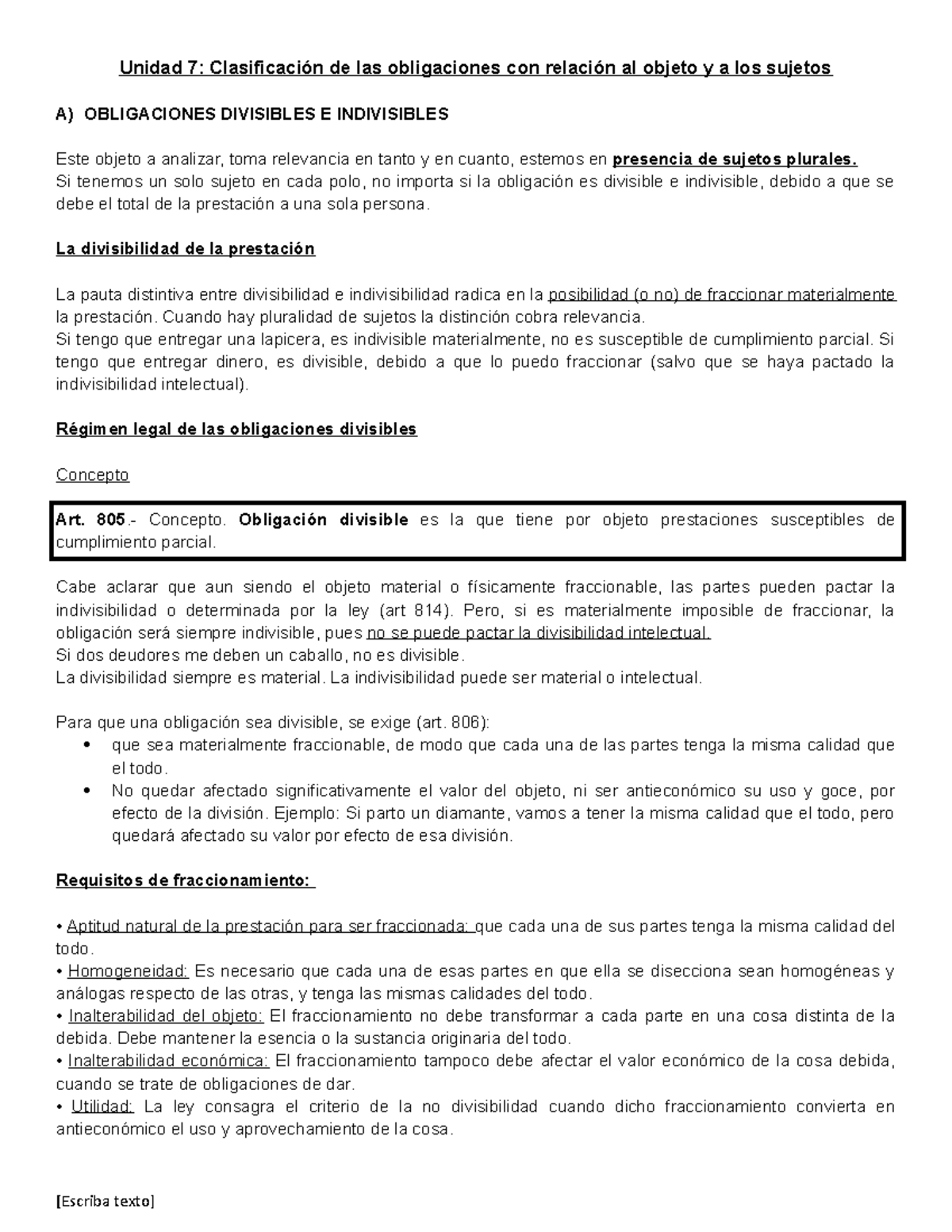 Resumen U7 - 12 - Manual de obligaciones - Unidad 7: Clasificación de ...