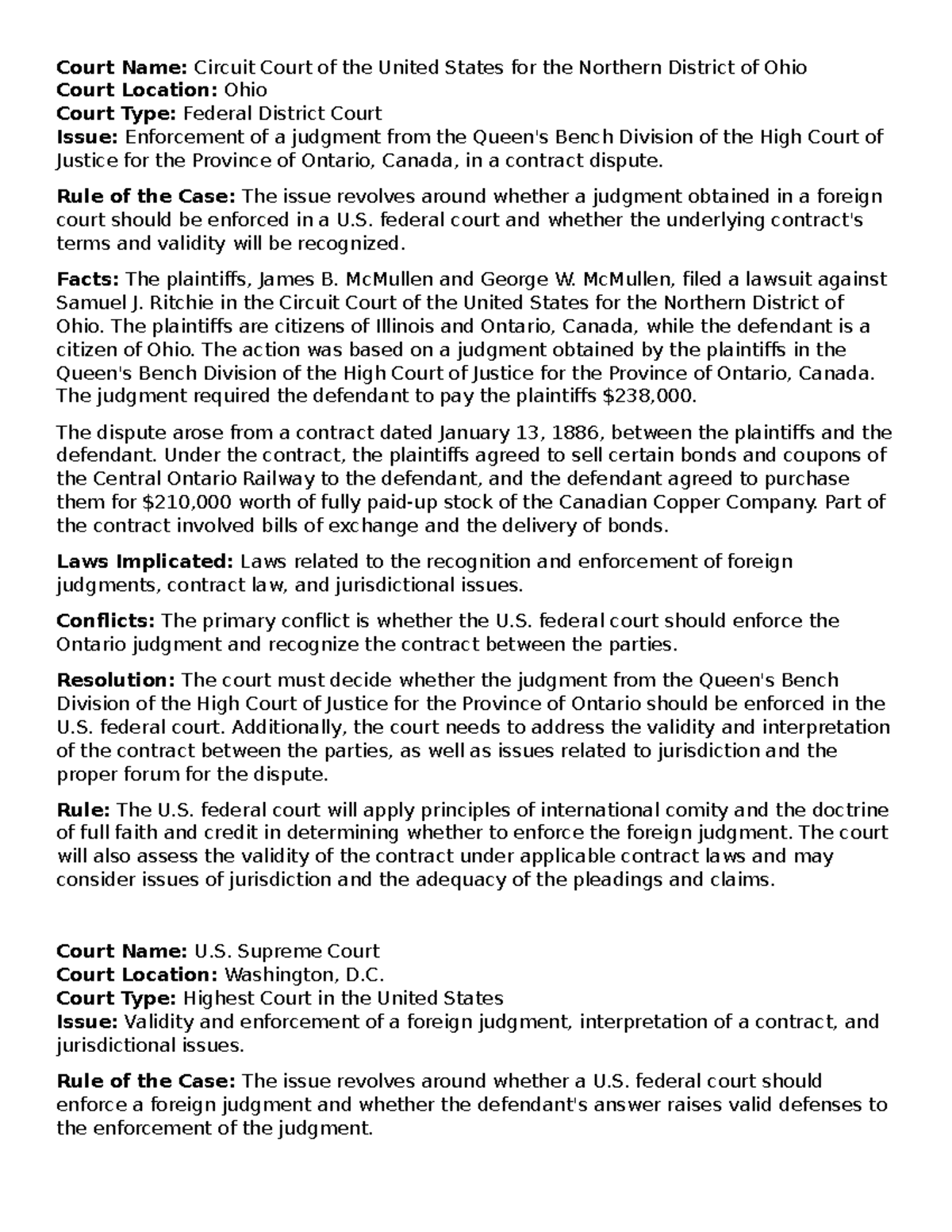 Ritchie v. Mc Mullen - briefs and assignments - Court Name: Circuit ...