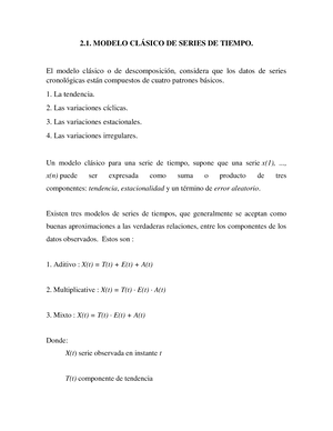 Articulo DEL TEMA . Modelo Clásico DE Series DE Tiempo. - 2. MODELO  CLÁSICO DE SERIES DE TIEMPO. - Studocu