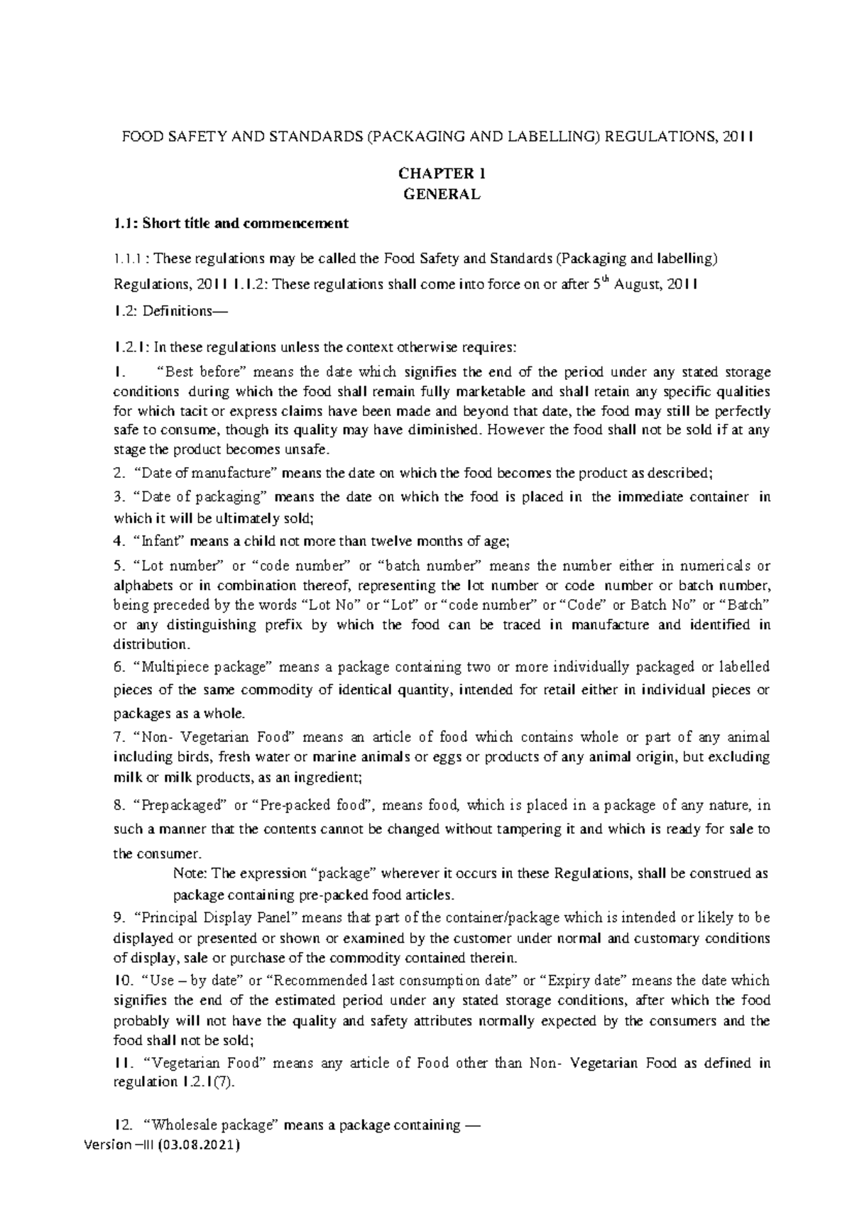 Compendium Packaging Labelling Regulations 14 02 2022 - FOOD SAFETY AND ...
