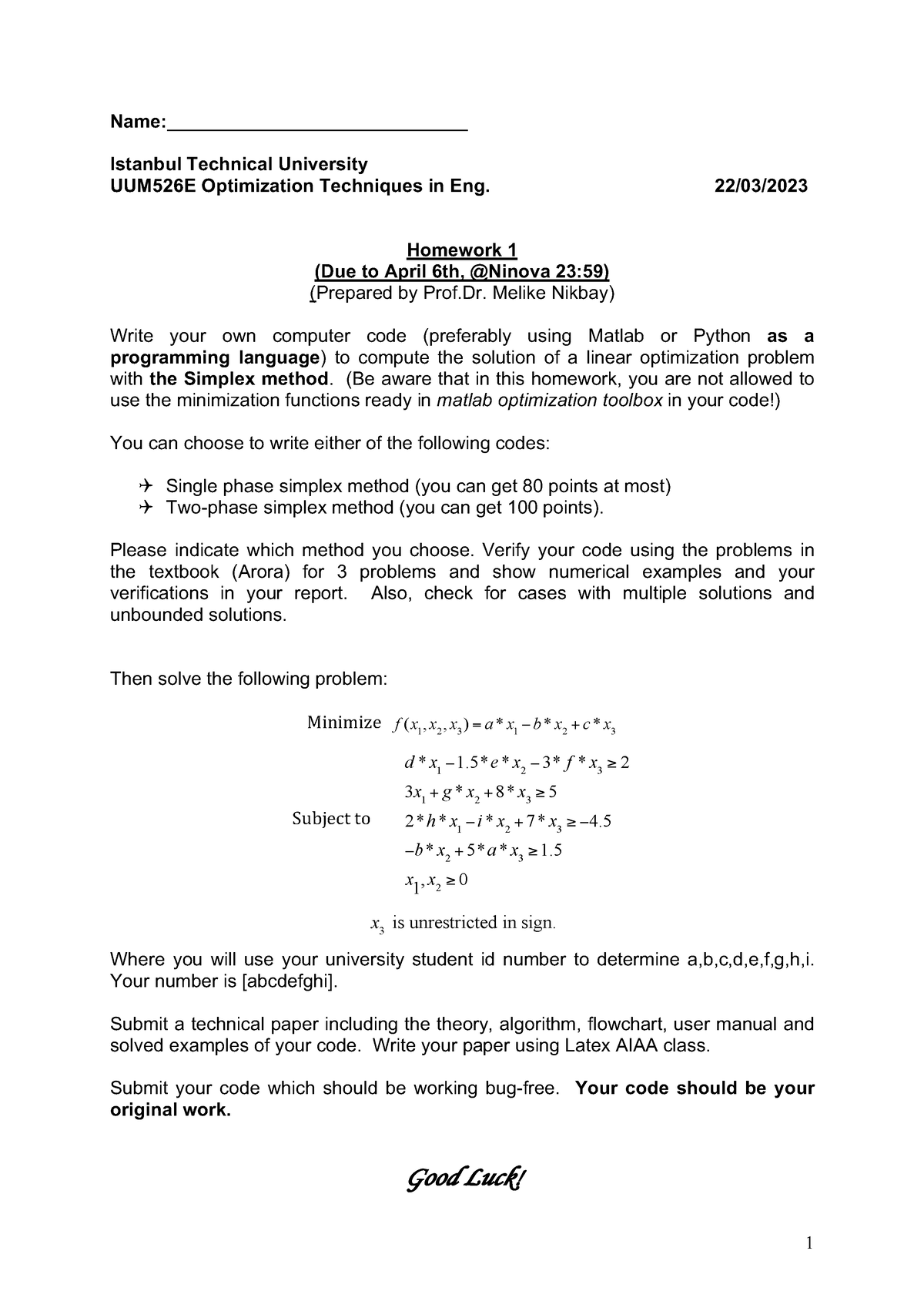 UUM526E Homework-1-Spring-2023 - 1 Name ...