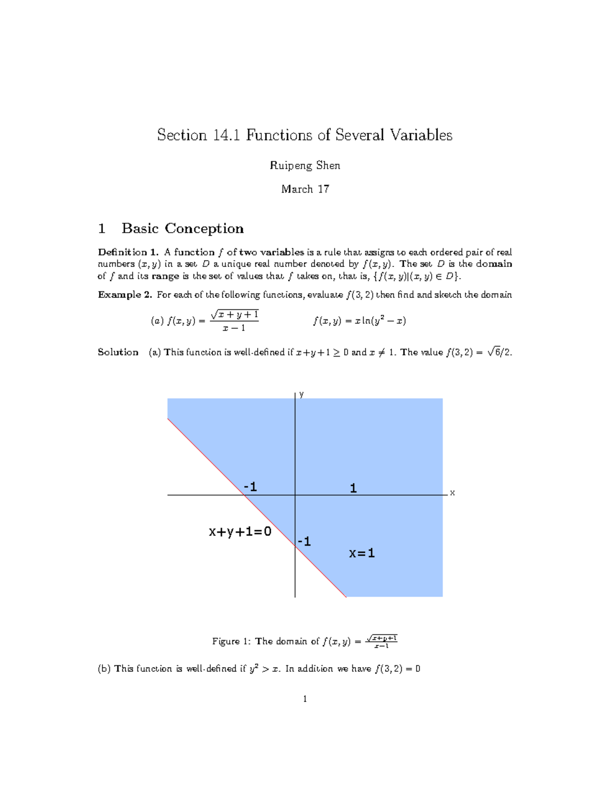 Functions of two variables - Section 14 Functions of Several Variables ...