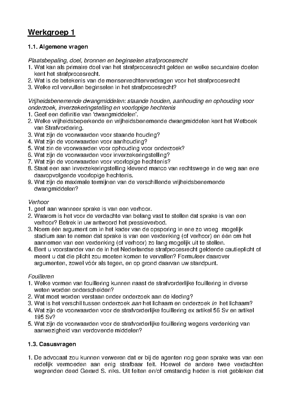 Werkgroepen Strafprocesrecht Met Uitwerkingen - Werkgroep 1 - 11 ...