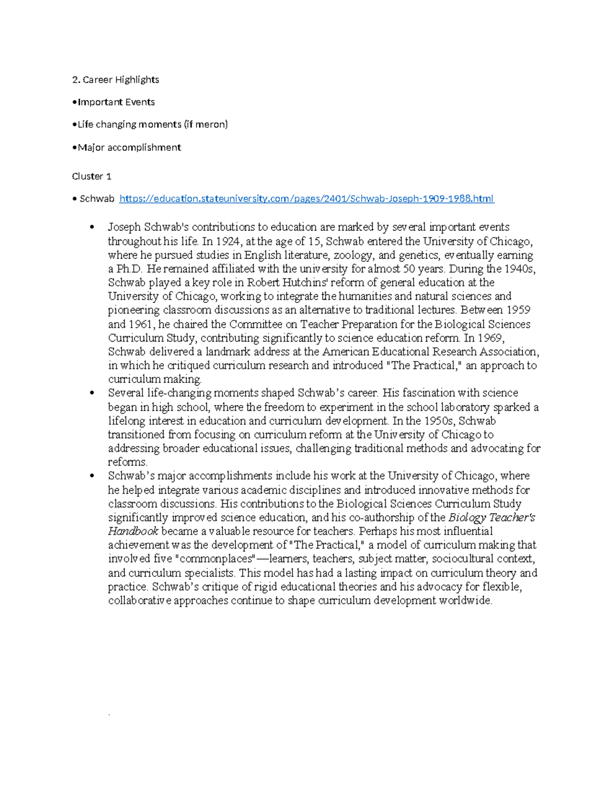 Assignment - MNHFTDYUHIJ - 2. Career Highlights •Important Events •Life ...