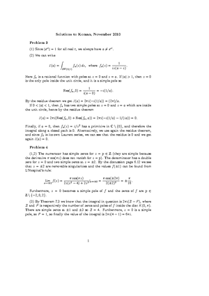 Com An 2Hand In 1Ex1 - Complex Analysis 2, Hand-In A, Exercise 1 ...