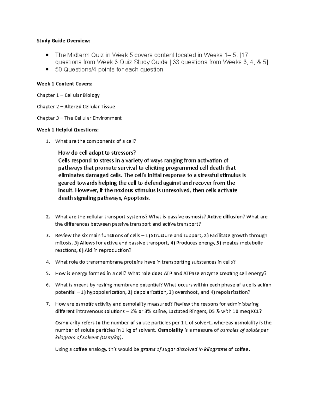 Week 3 Quiz 1 study guide - Study Guide Overview: The Midterm Quiz in ...