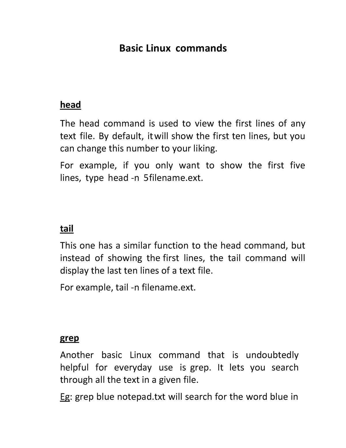 07 Linux commands - It's a lecture note - Basic Linux commands head The