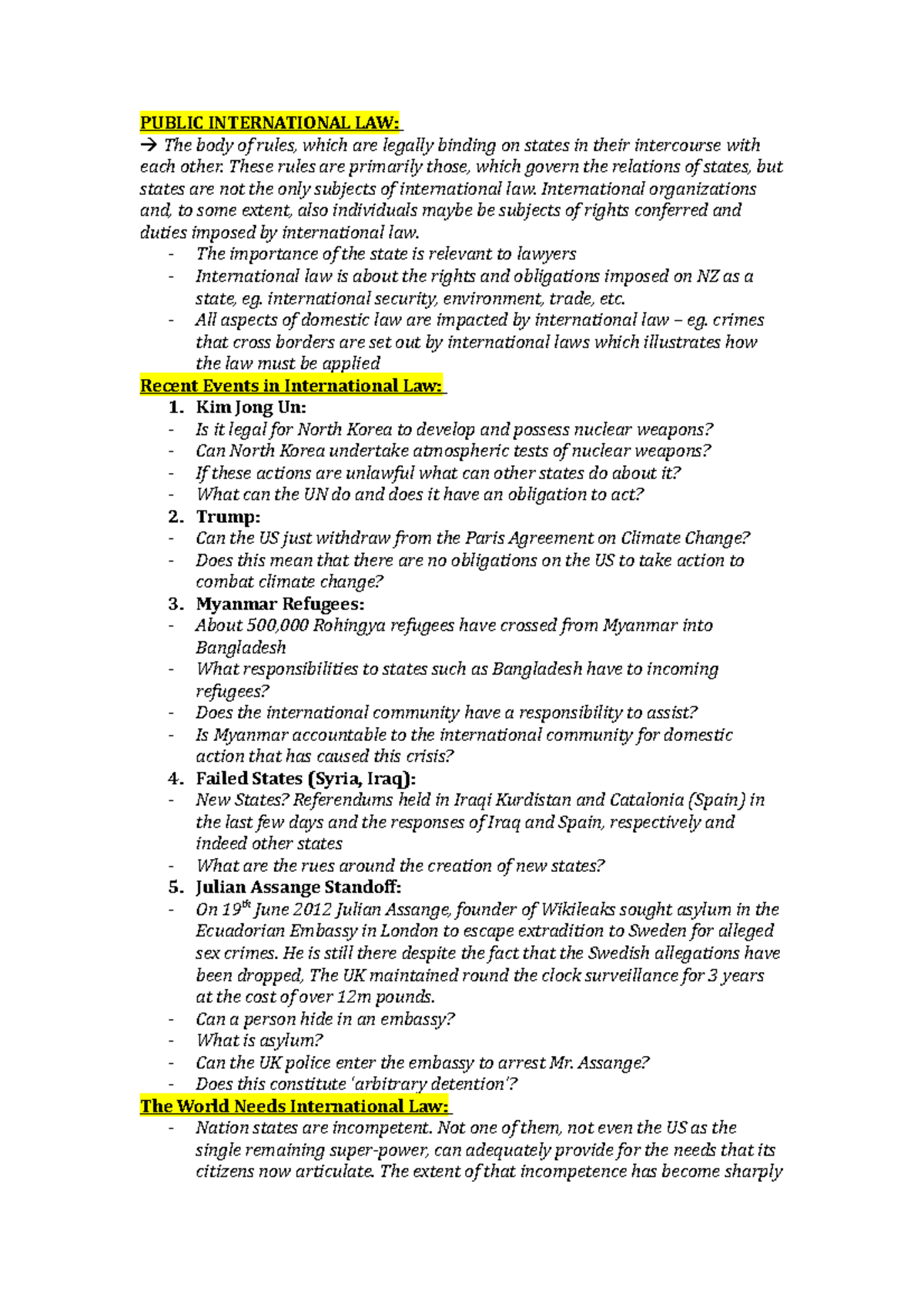 Public International LAW - PUBLIC INTERNATIONAL LAW: The body of rules ...