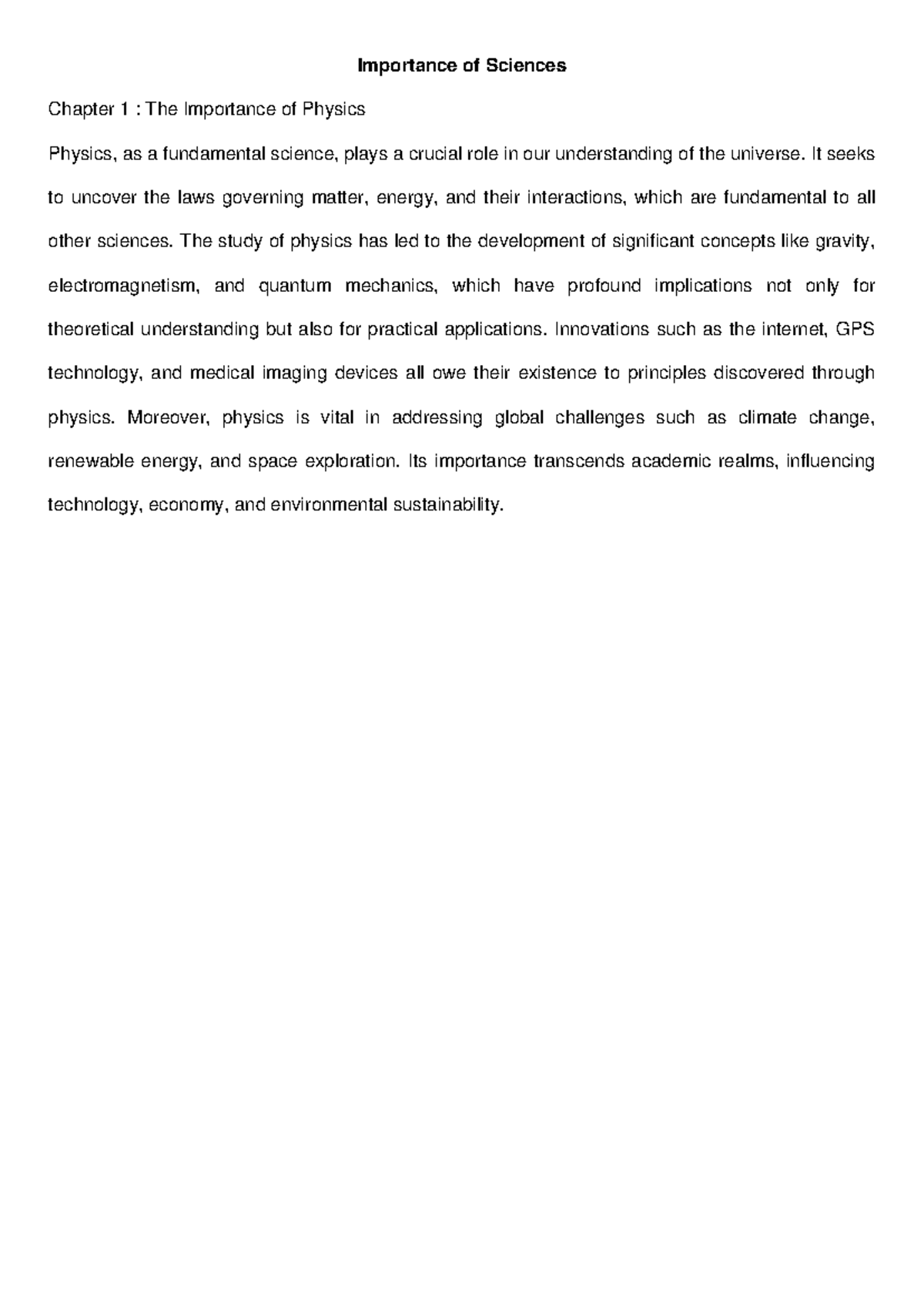 Science importance essays - Chapter 1 : The Importance of Physics ...