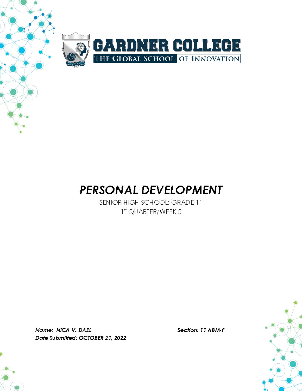 Q1 Perdev WEEK 5 - PERSONAL DEVELOPMENT SENIOR HIGH SCHOOL: GRADE 11 1 ...