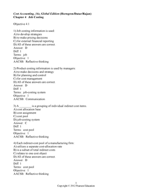 Chapter 2 - Cost Accounting Test Bank - Cost Accounting, 14e, Global ...