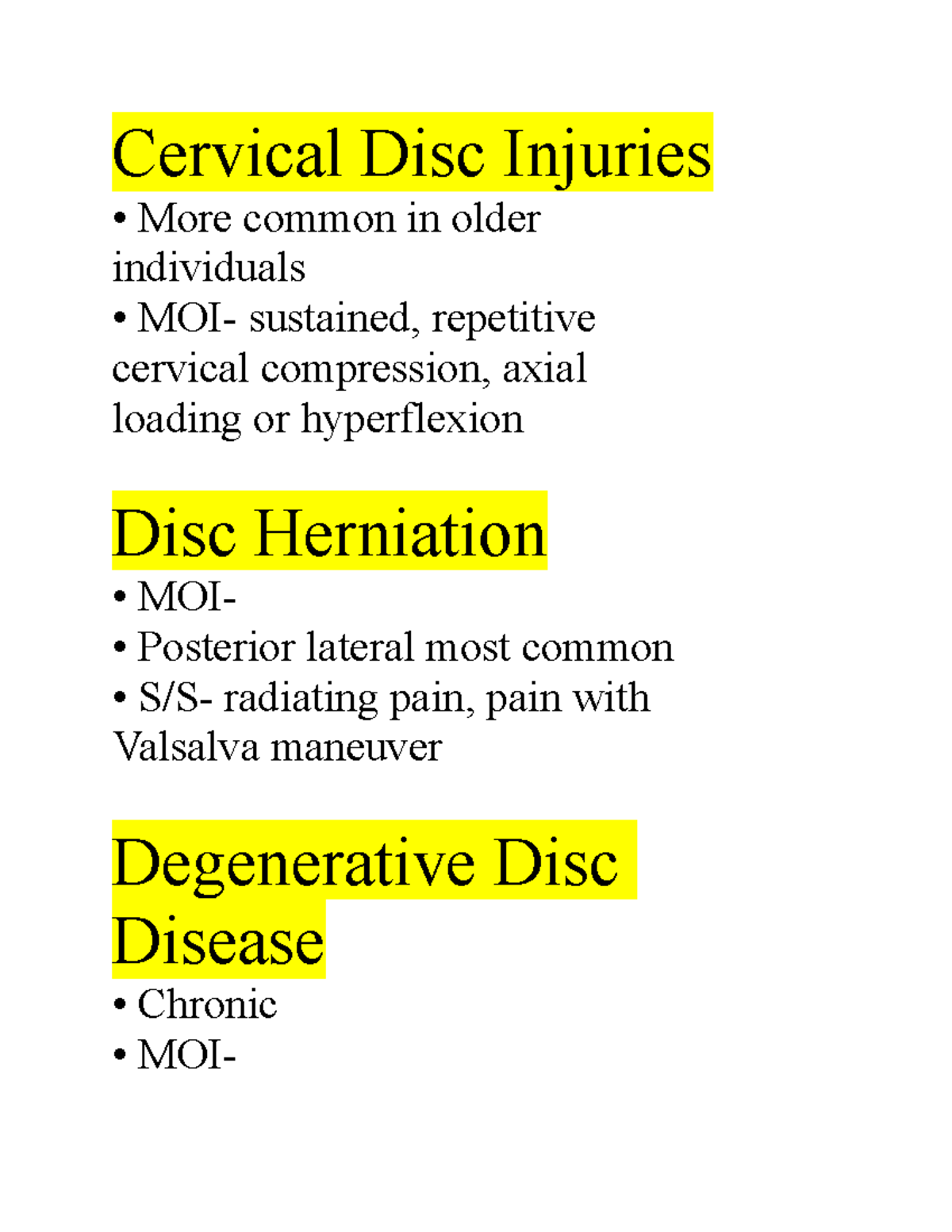 Cervical Disc Injuries -02 - Cervical Disc Injuries More common in ...