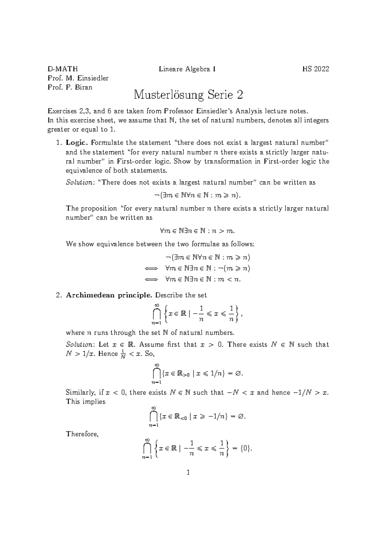 LAI-sols02-en - Linear Algebra - D-MATH Lineare Algebra I HS 2022 Prof ...