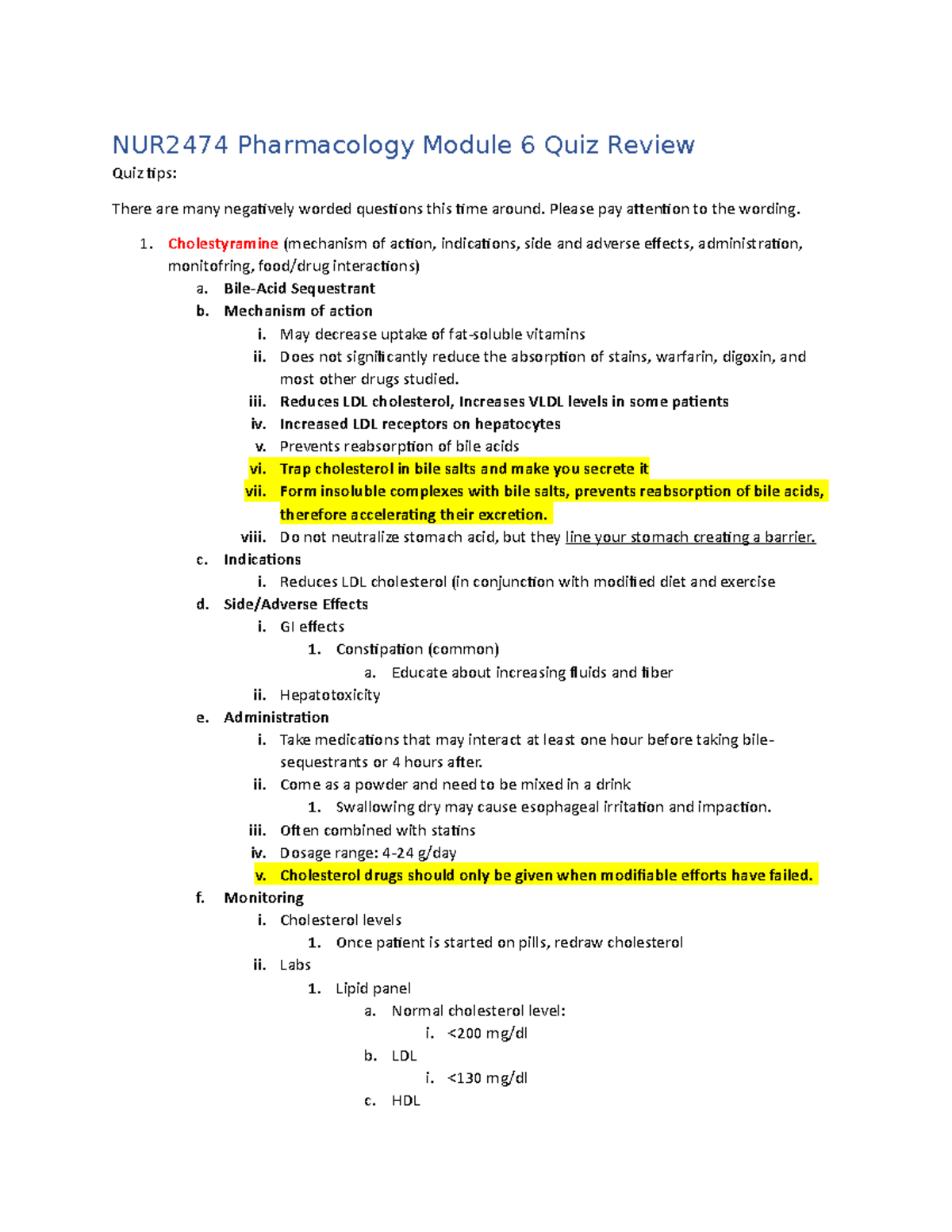 NUR2474 Module 6 Quiz Review - NUR2474 Pharmacology Module 6 Quiz ...