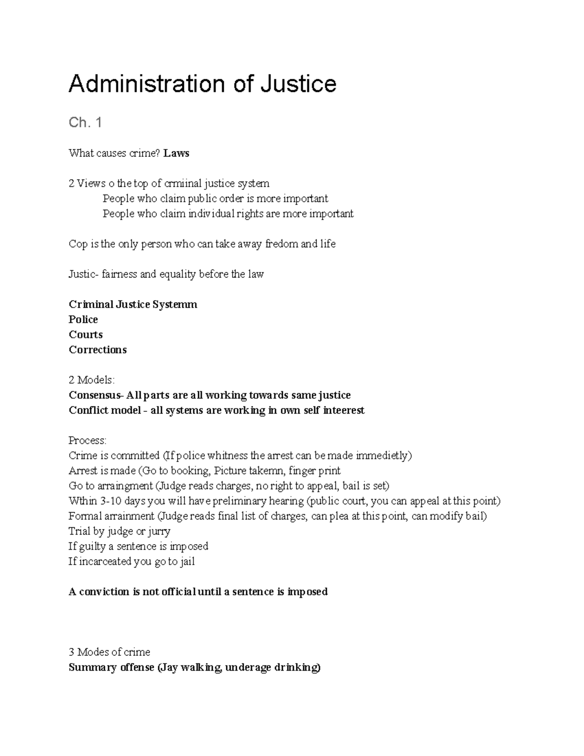 Intro Admin Justice Administration of Justice Ch. 1 What causes crime