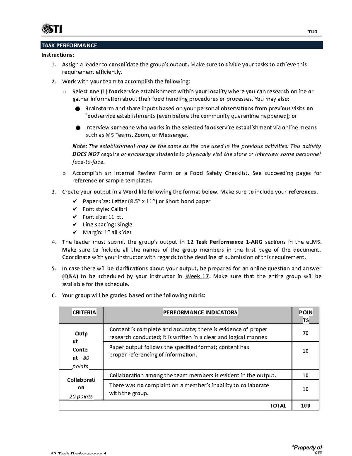 Jollibee Risk Finals Task Performance TASK PERFORMANCE Instructions
