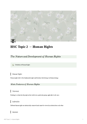 Topic 1 Legal Studies - Human Rights - The nature and development of ...