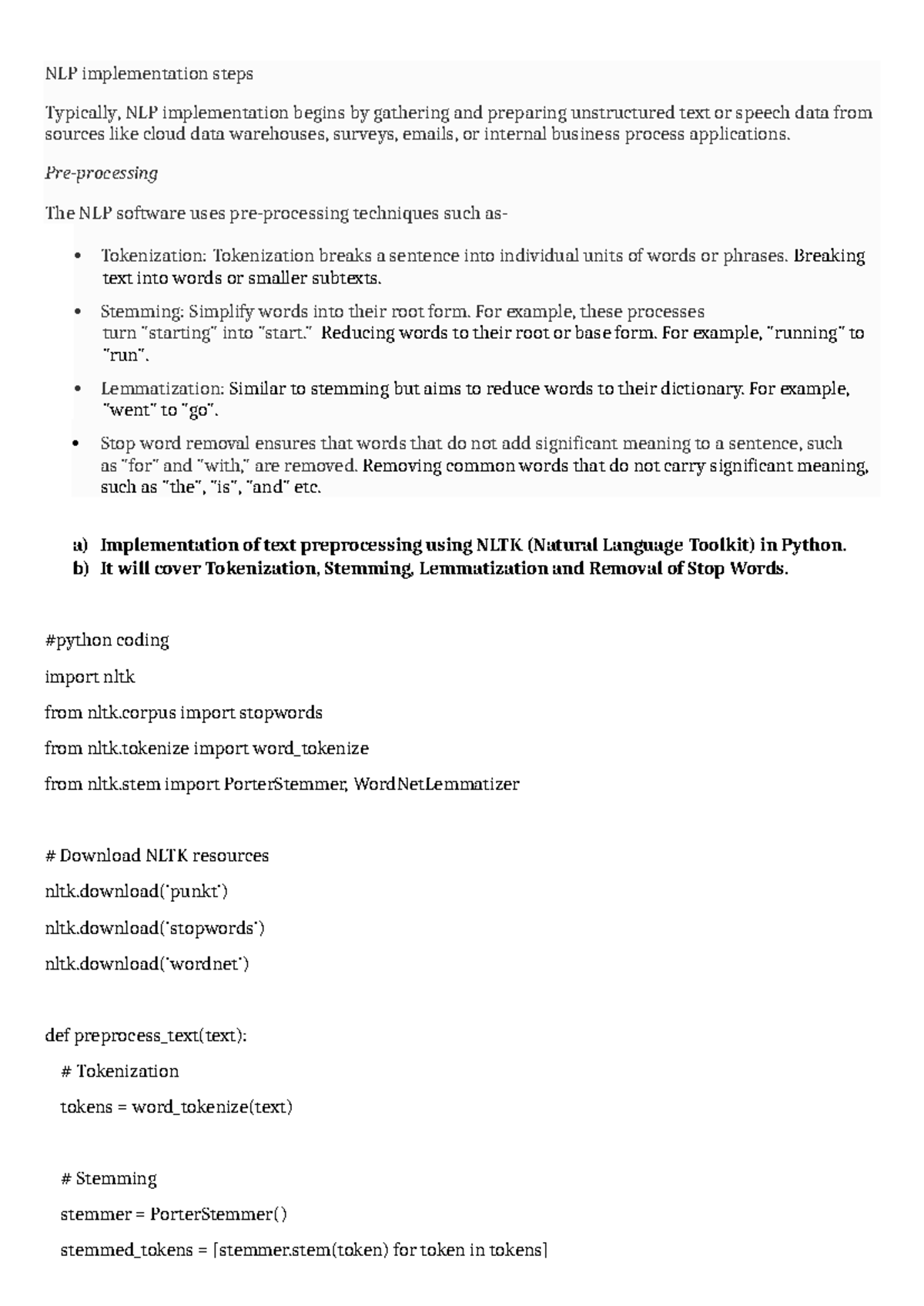 1. Tokenization Stemming Lemmatization - NLP implementation steps ...