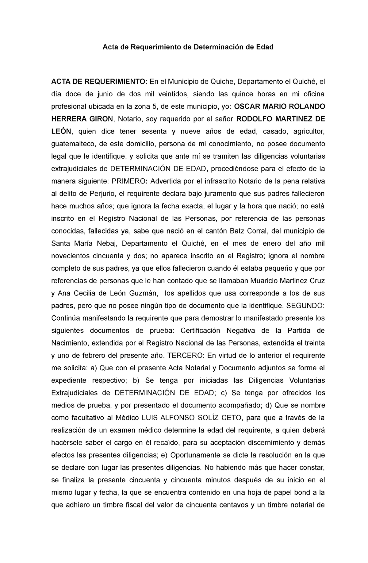 Acta De Requerimiento De Determinació De Edad Segundo Continúa