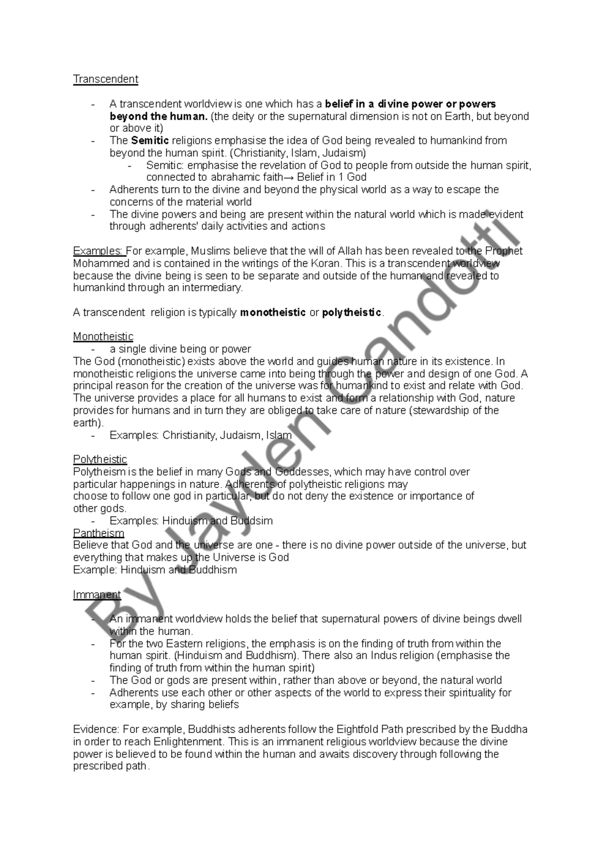 SOR 2 - Nature of Religion and Aboriginal Beliefs - Prelim notes ...