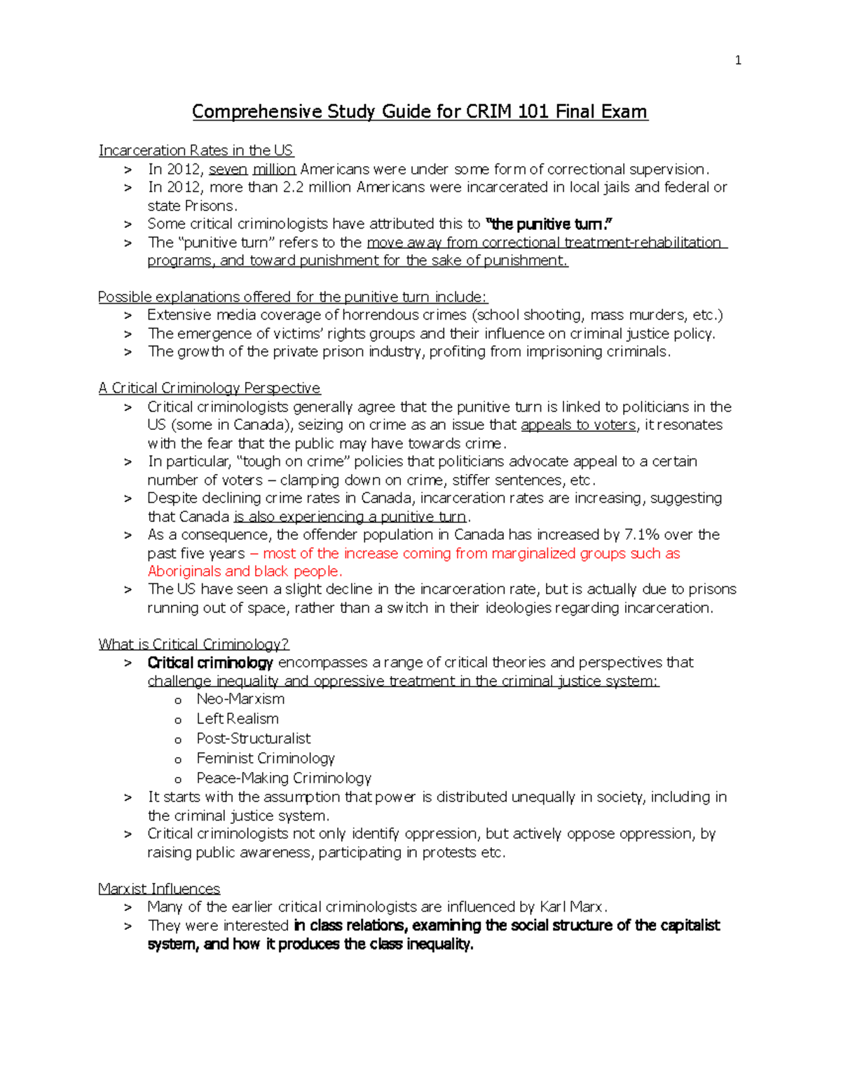Comprehensive Study Guide for CRIM 101 Final Exam - In 2012, more than ...