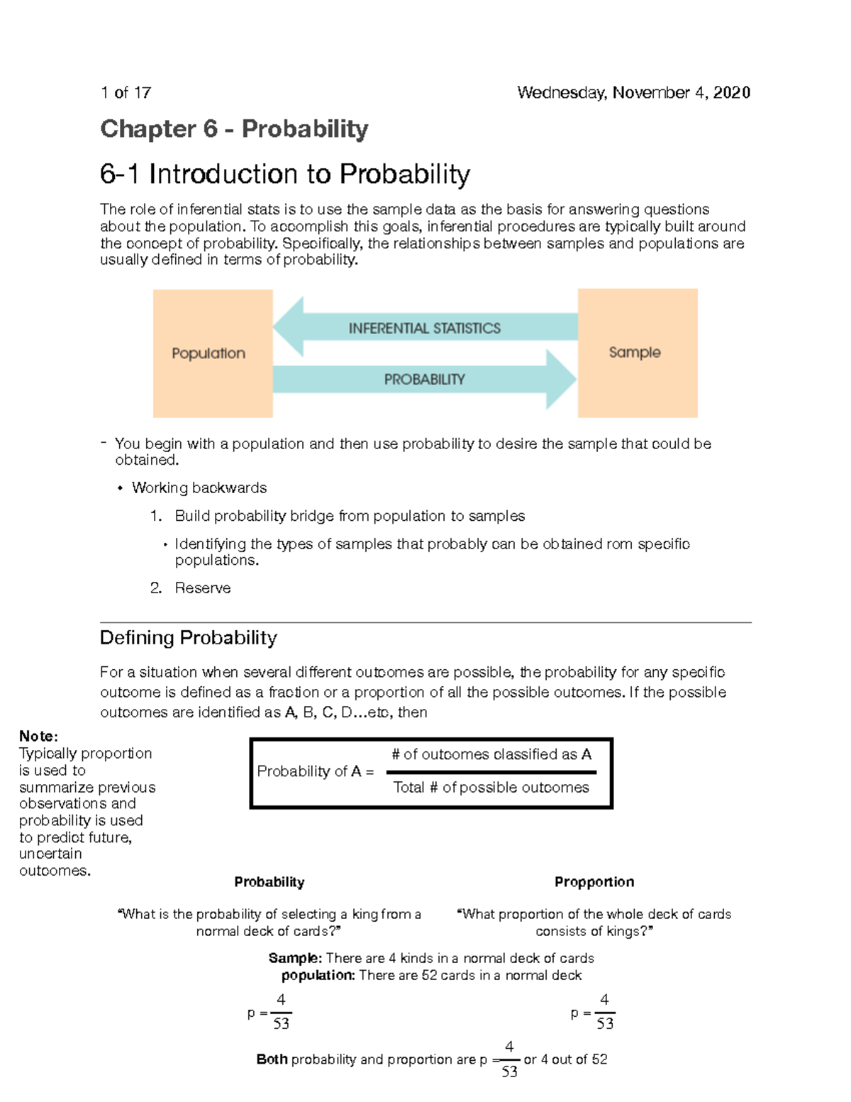 Stat Chapt 6 Textbook Note - Chapter 6 - Probability 6-1 Introduction ...