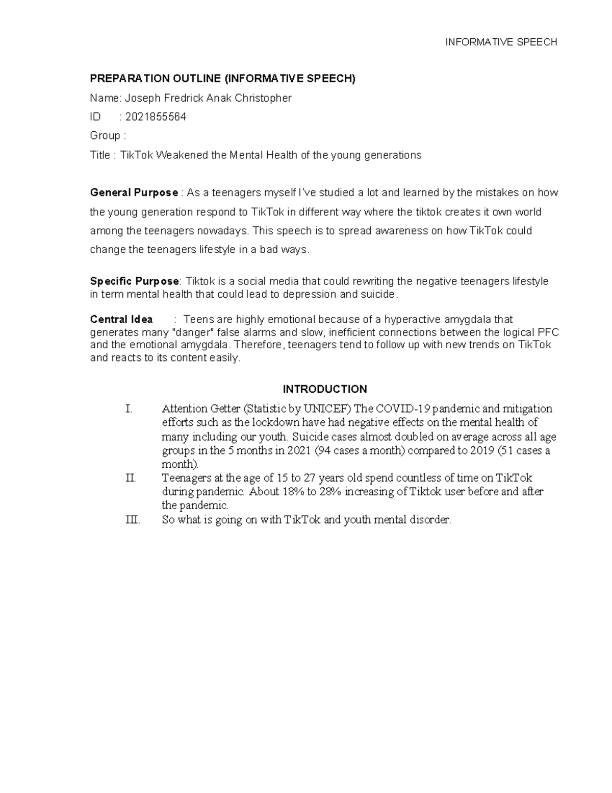 ELC Latest Outline - Lecture notes 1 - INFORMATIVE SPEECH PREPARATION ...