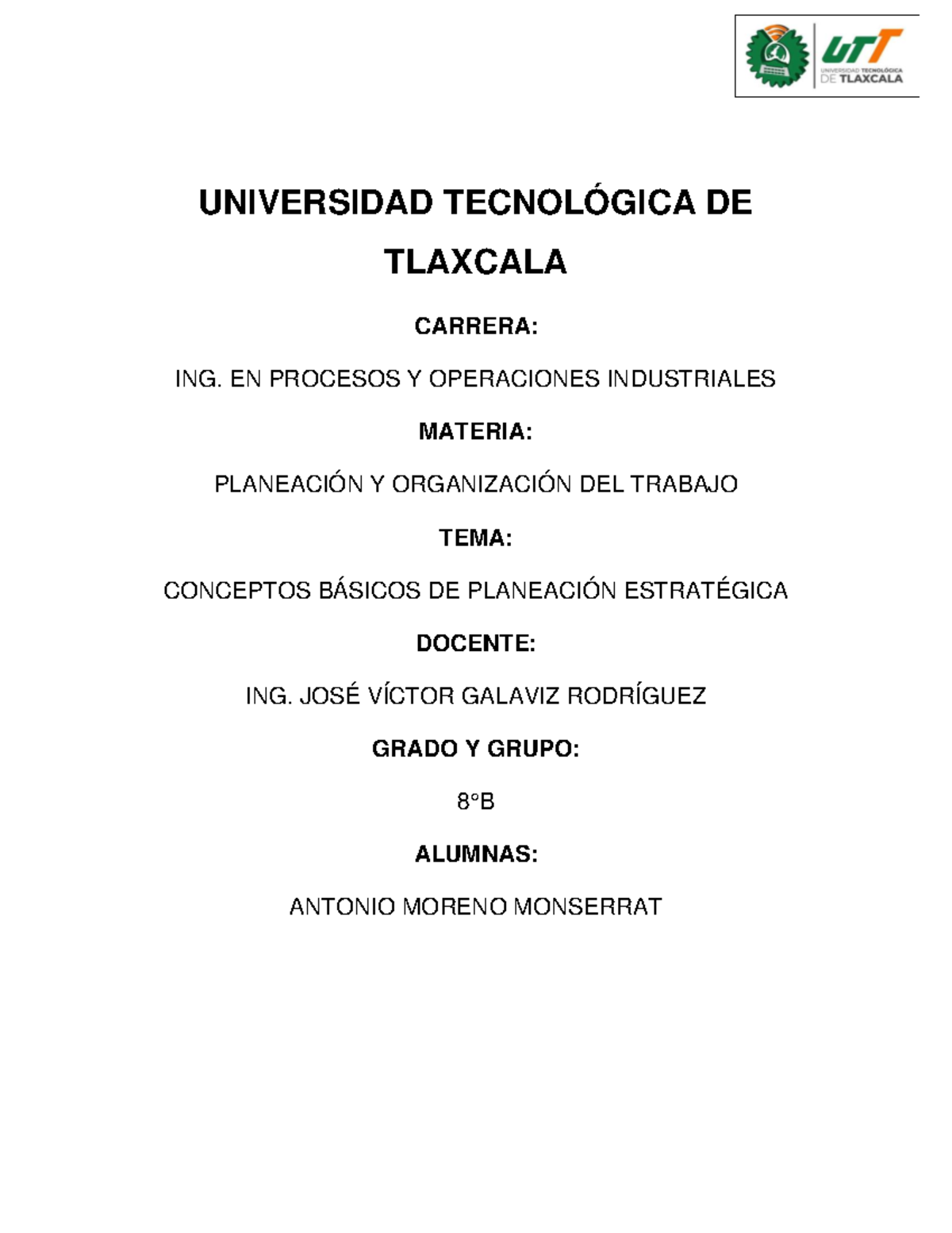 Conceptos Basicos De Planeacion Estrategica Objetivos - UNIVERSIDAD ...