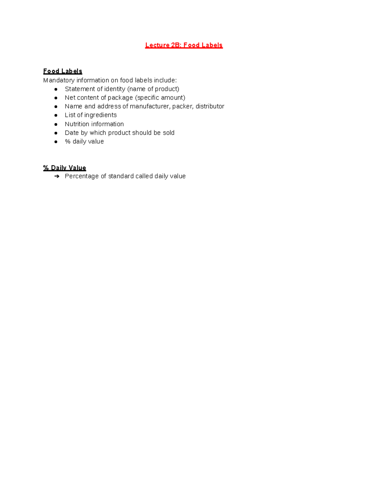 Lecture 2B - Jo Welch Bryant Fall 2021 - Lecture 2B: Food Labels Food ...