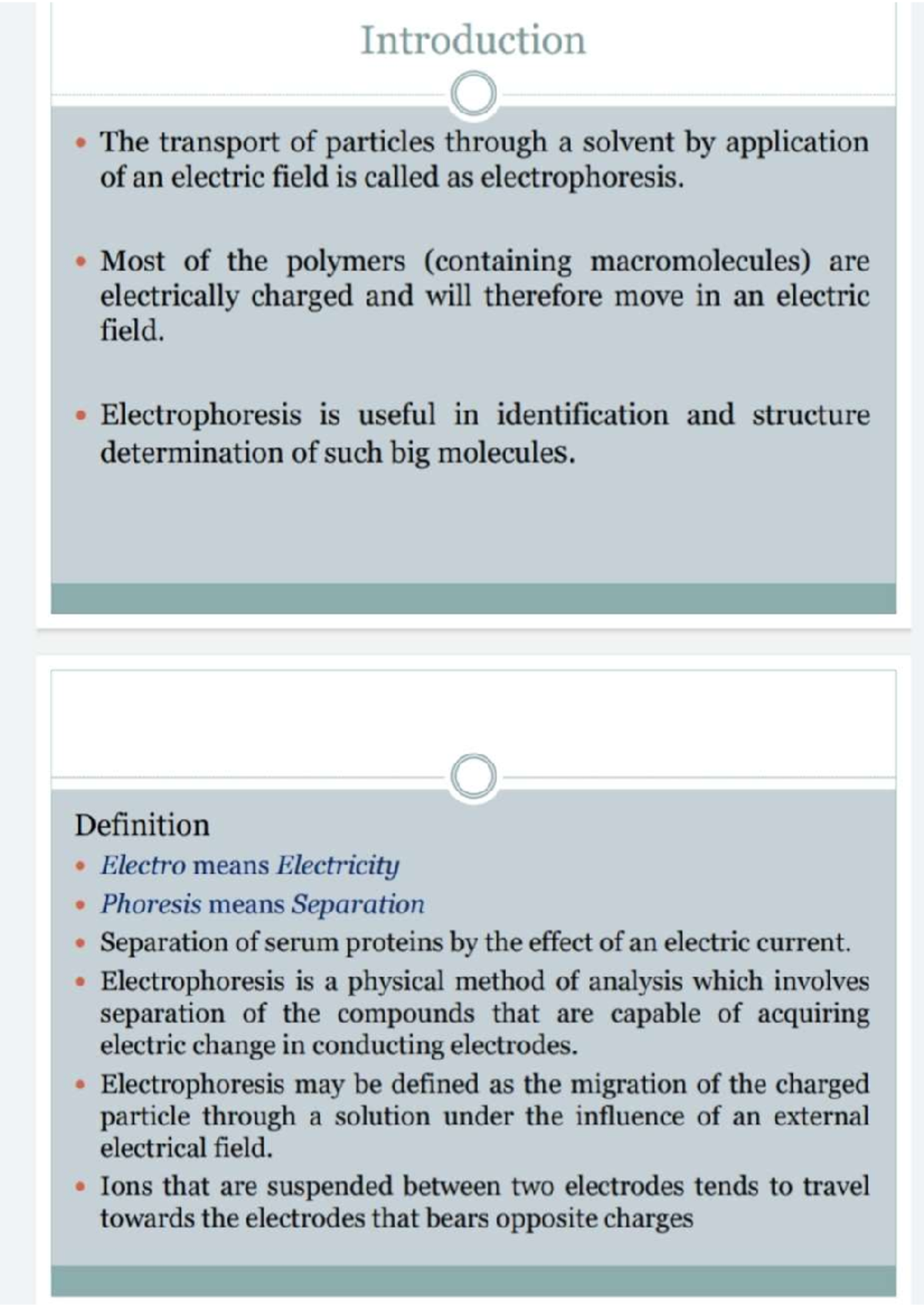 Electrophoresis - For studies only - Chemistry - Studocu