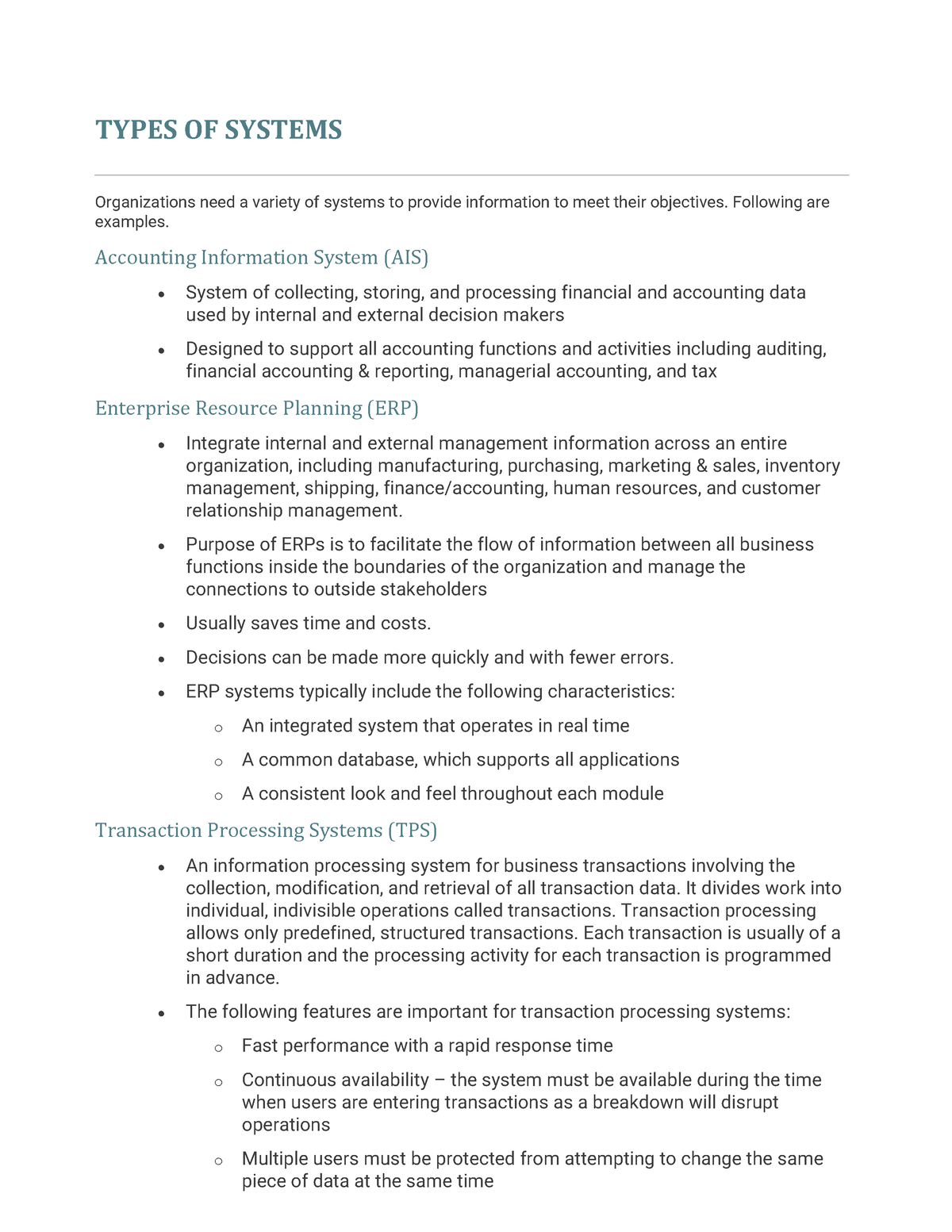 note-on-information-systems-1-types-of-systems-organizations-need-a