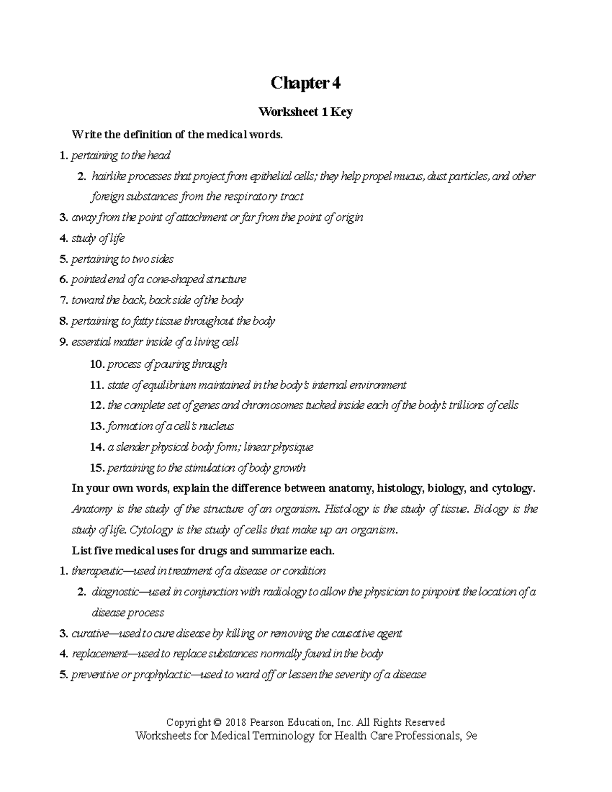 Chapter 4 medical terminology answers