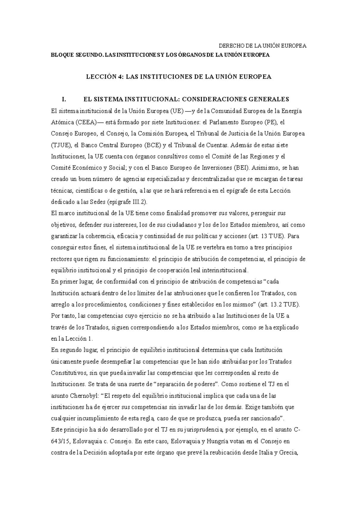 Lección 4 DERECHO DE LA UNIÓN EUROPEA - DERECHO DE LA UNIÓN EUROPEA ...