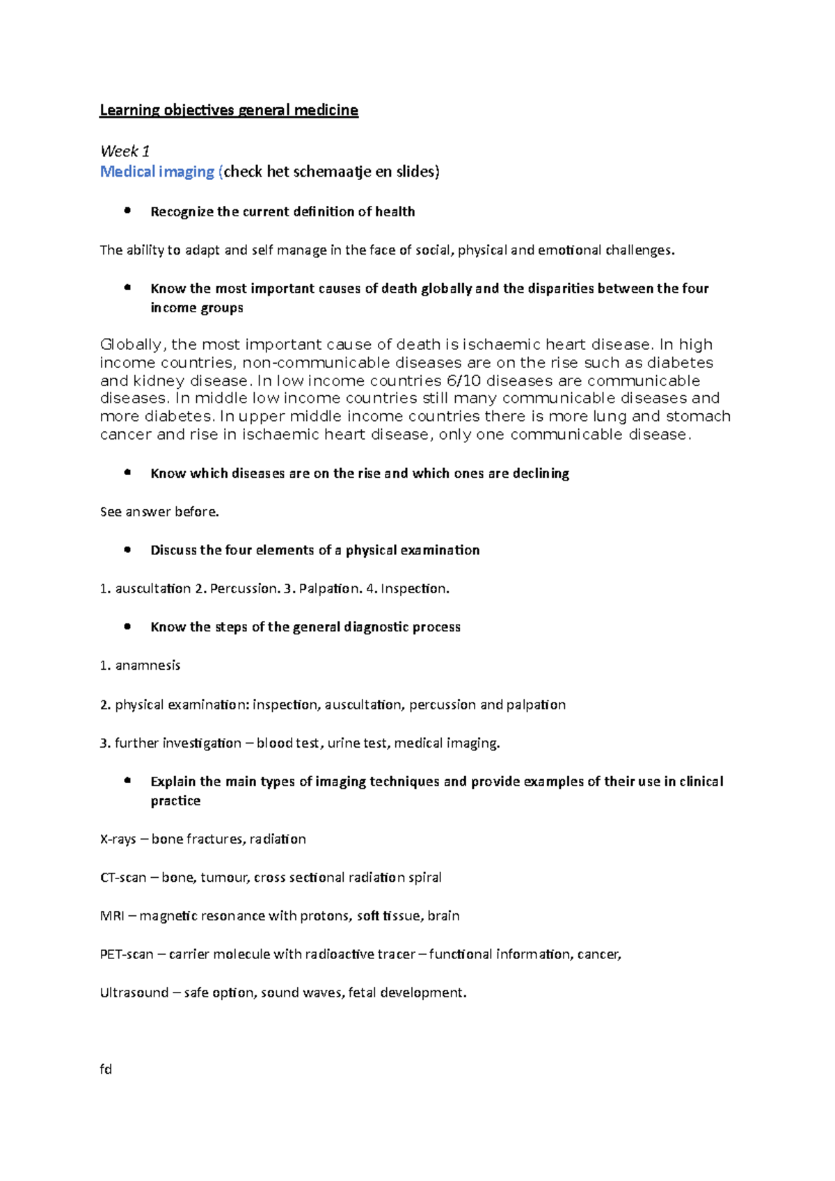 General Medicine Learning Objectives Learning Objectives General 