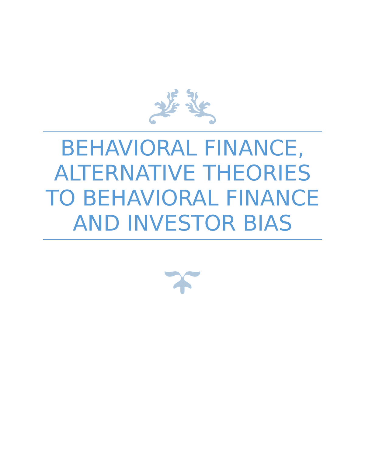 behavioral finance bachelor thesis