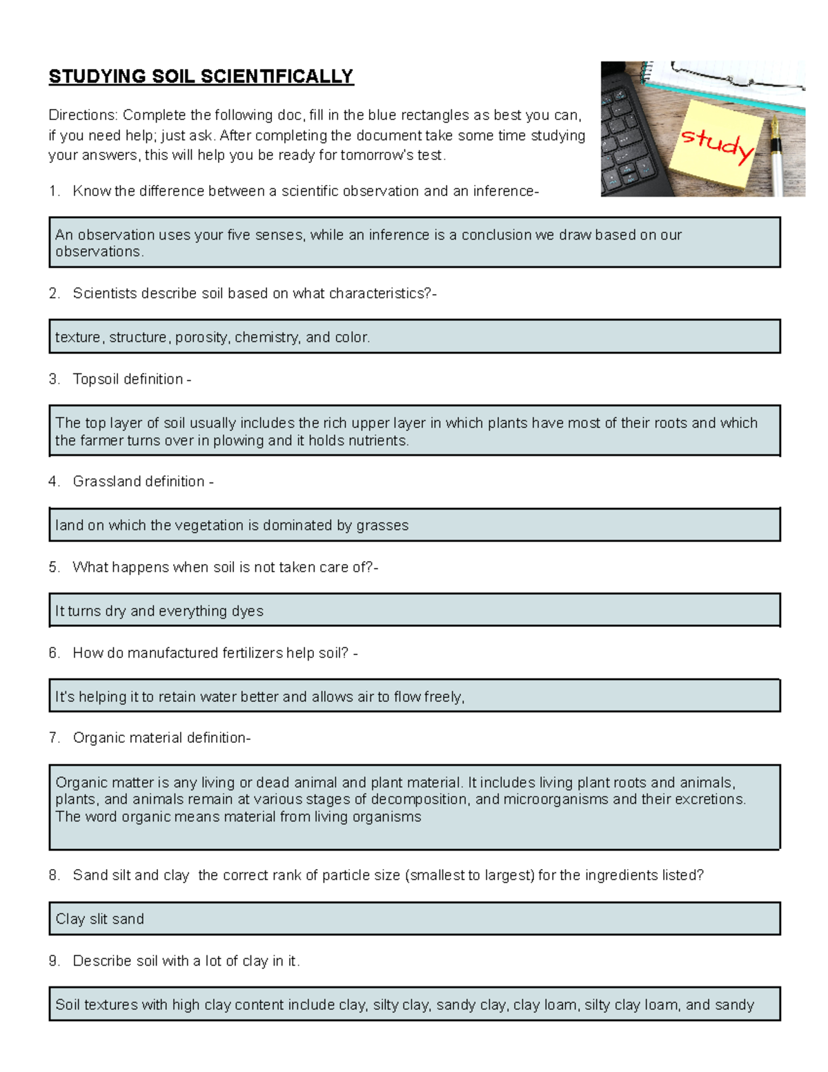 Studying SOIL Scientifically Study Guide - STUDYING SOIL SCIENTIFICALLY ...