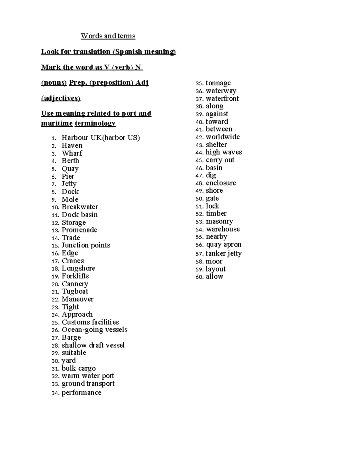 Vocabulary 2-Port Structures - Words and terms Look for translation ...