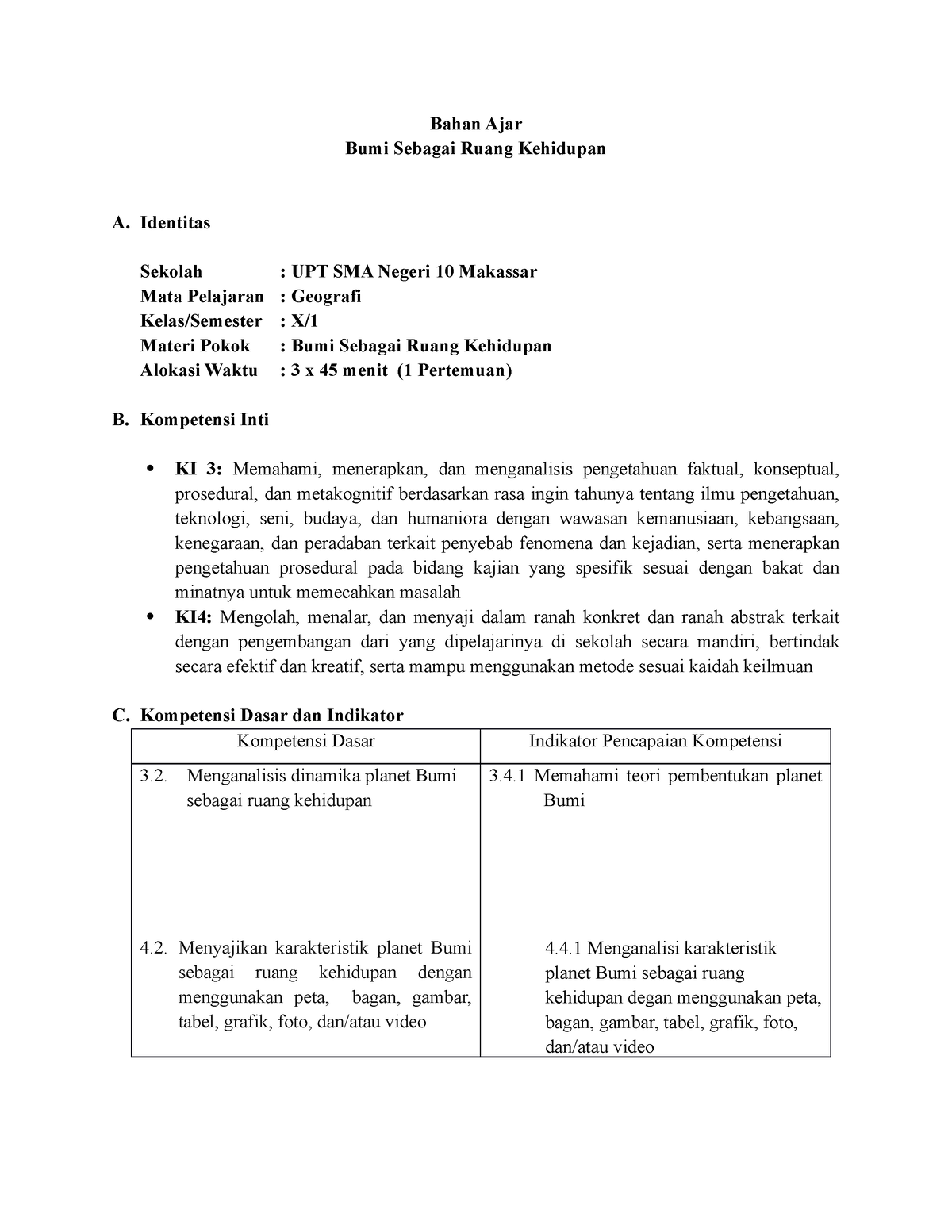 Modul AJAR GEOGRAFI KELAS X - Bahan Ajar Bumi Sebagai Ruang Kehidupan A ...