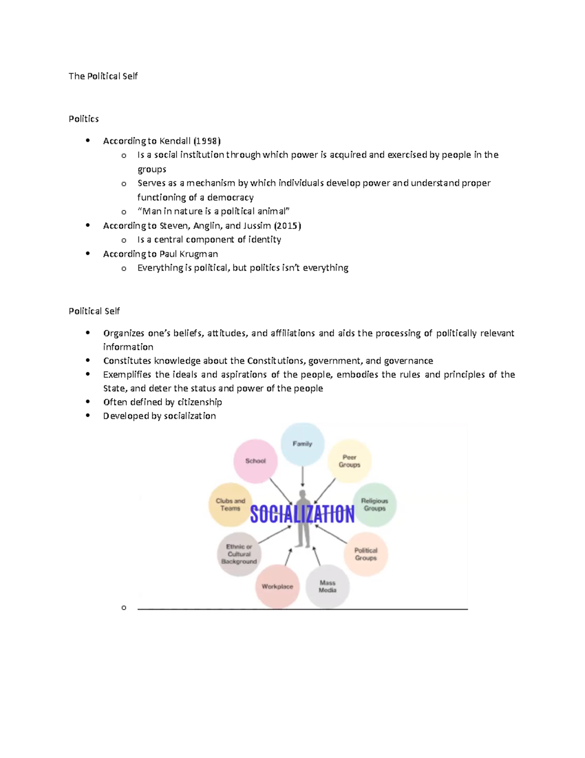The Political Self - The Political Self Politics According to Kendall ...