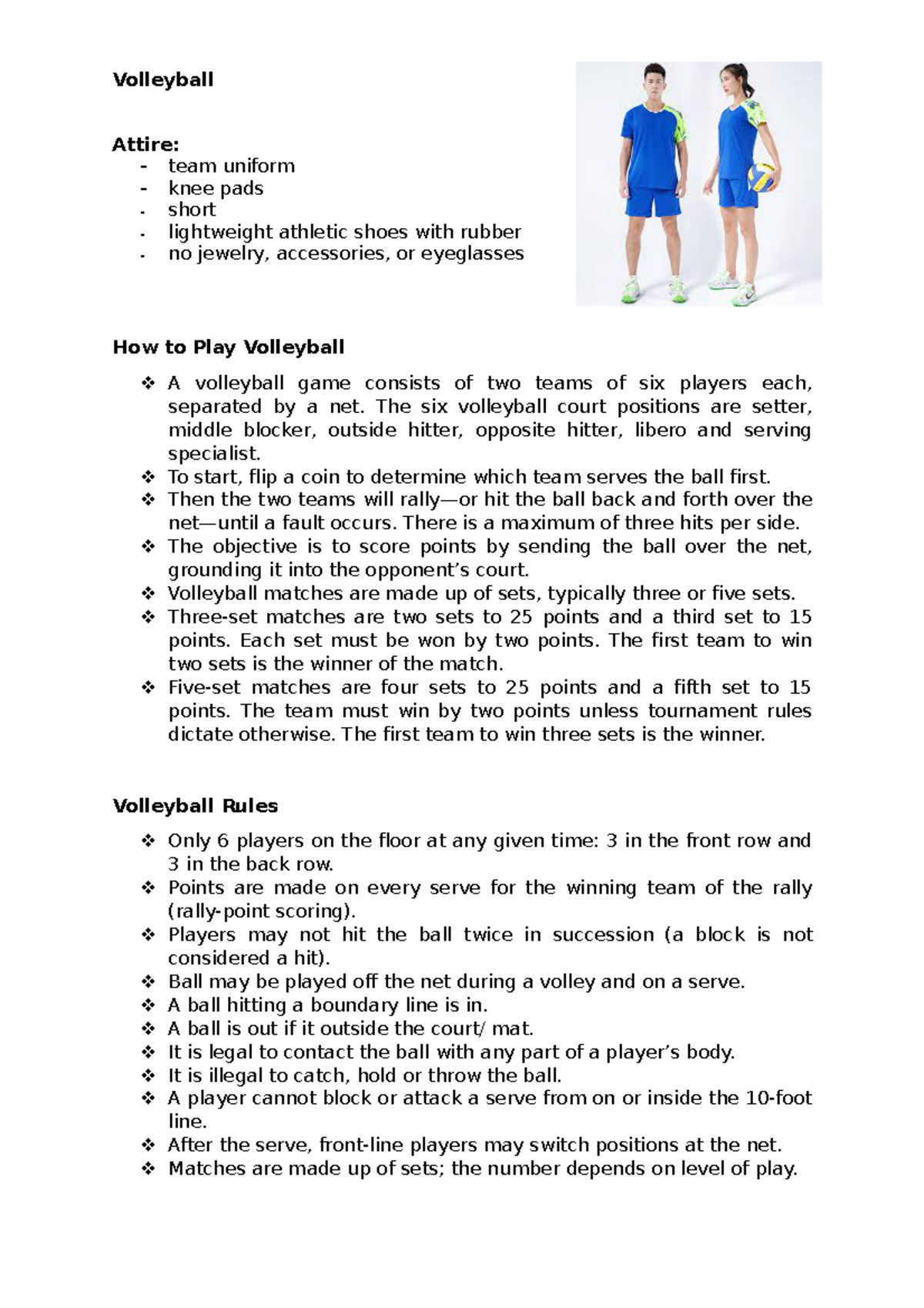 Vollleyball Volleyball Attire team uniform knee pads short lightweight athletic shoes