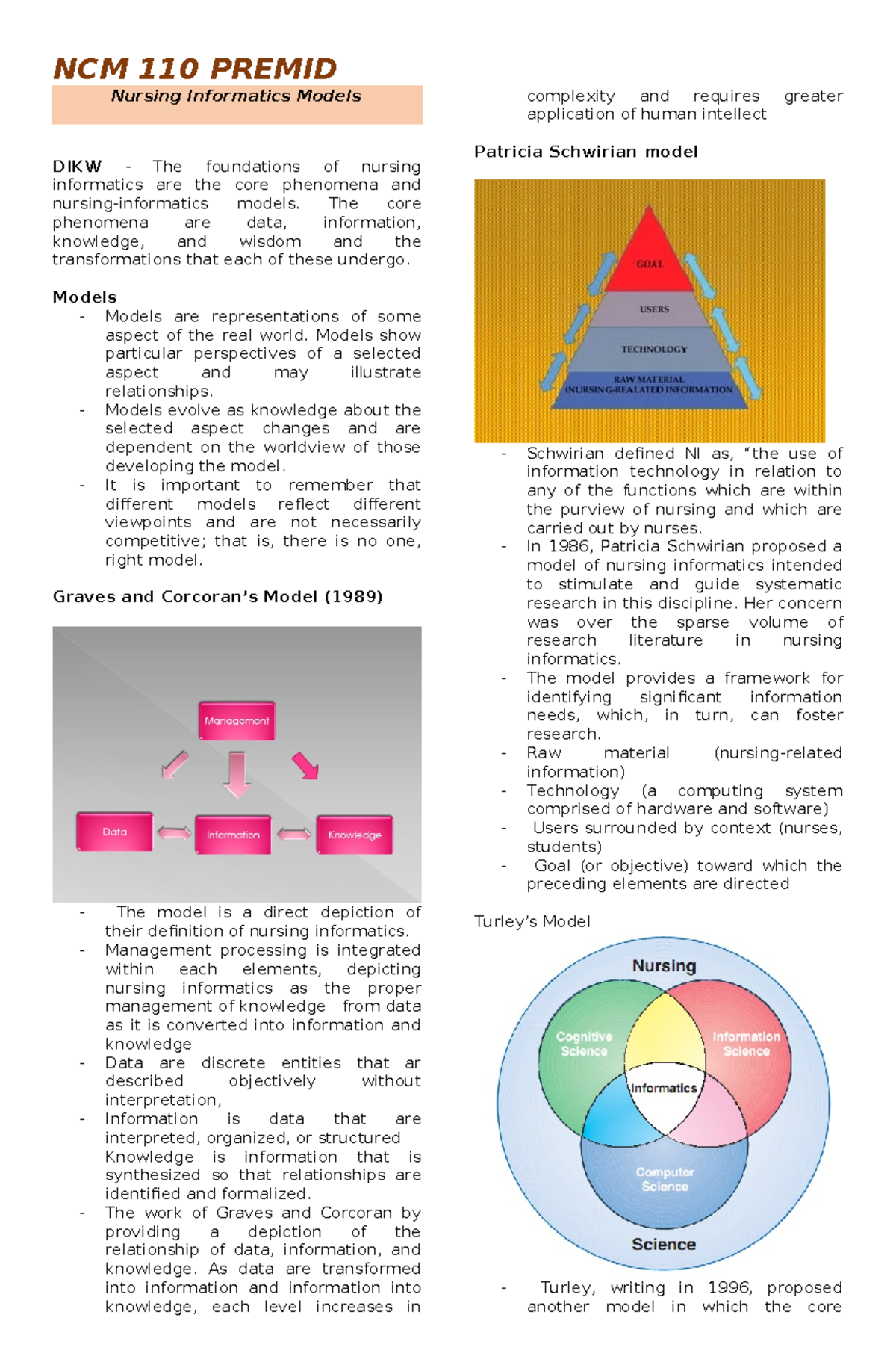110- Premid - Kkkkhajxjzbah - Nursing Informatics Models DIKW - The ...