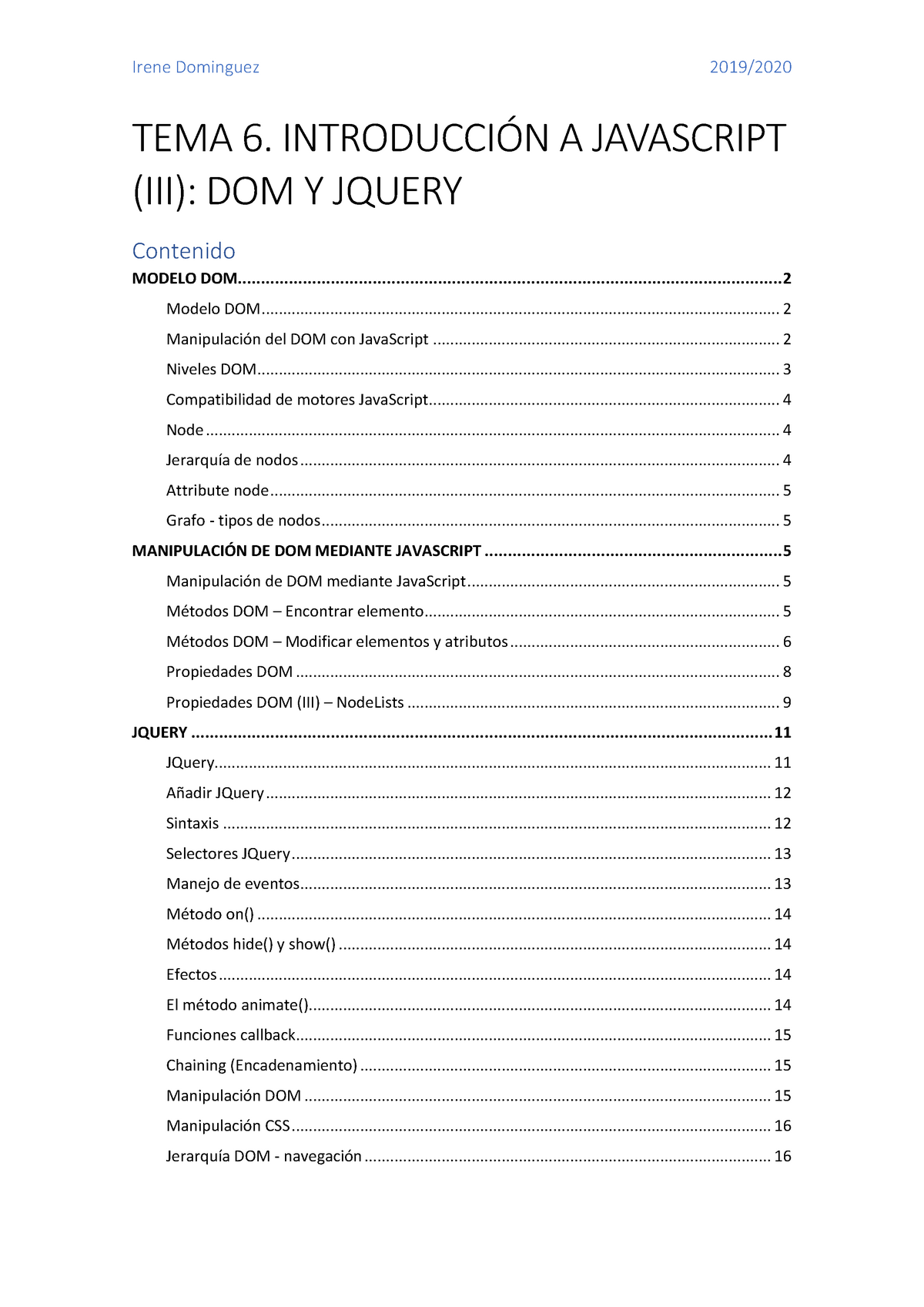 Iissi 2 Tema 6 Apuntes Modelo Dom Manipulacion De Dom Mediante Js Jquery Warning Tt 7336