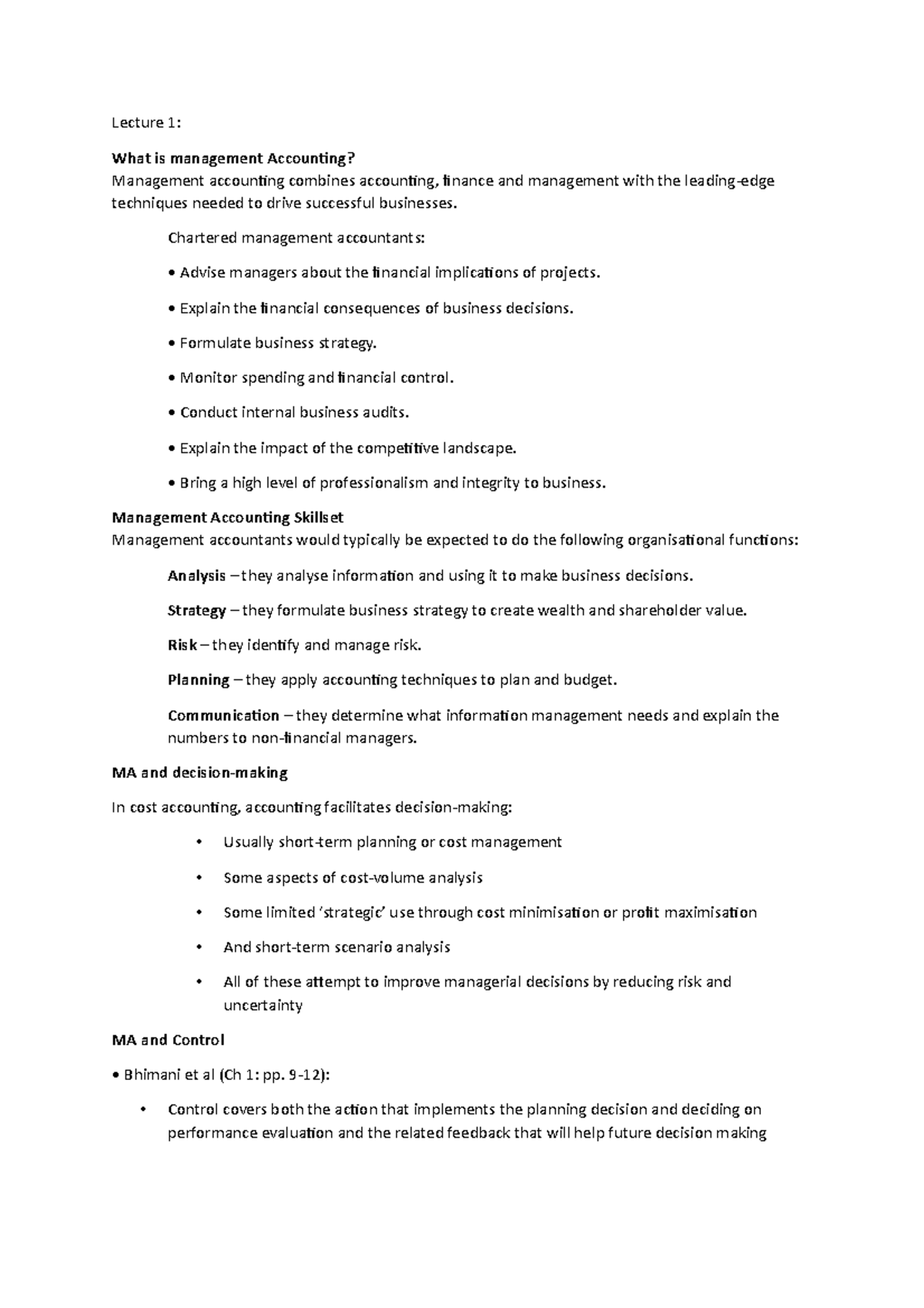 ABC and TP - Notes for exam prep - Lecture 1: What is management ...