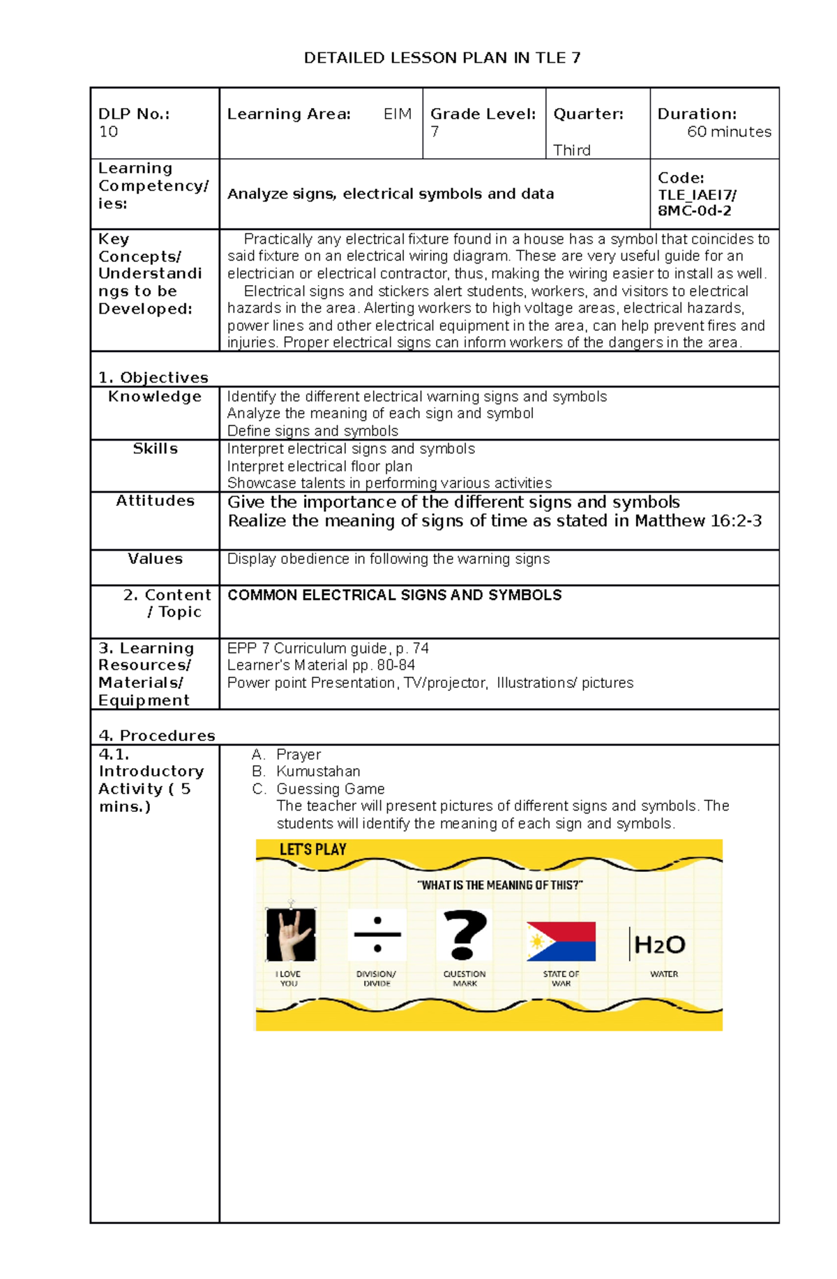 1st C.O In EIM Dlp - DETAILED LESSON PLAN IN TLE 7 DLP No.: 10 Learning ...