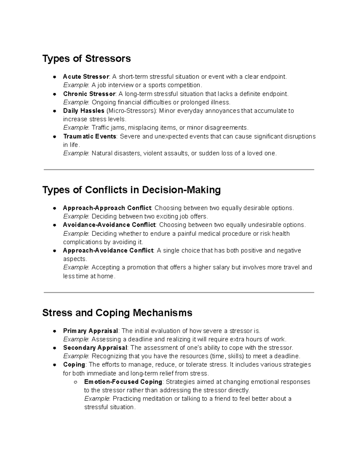 Psych-1001 chapter 14 definitions - Types of Stressors Acute Stressor ...