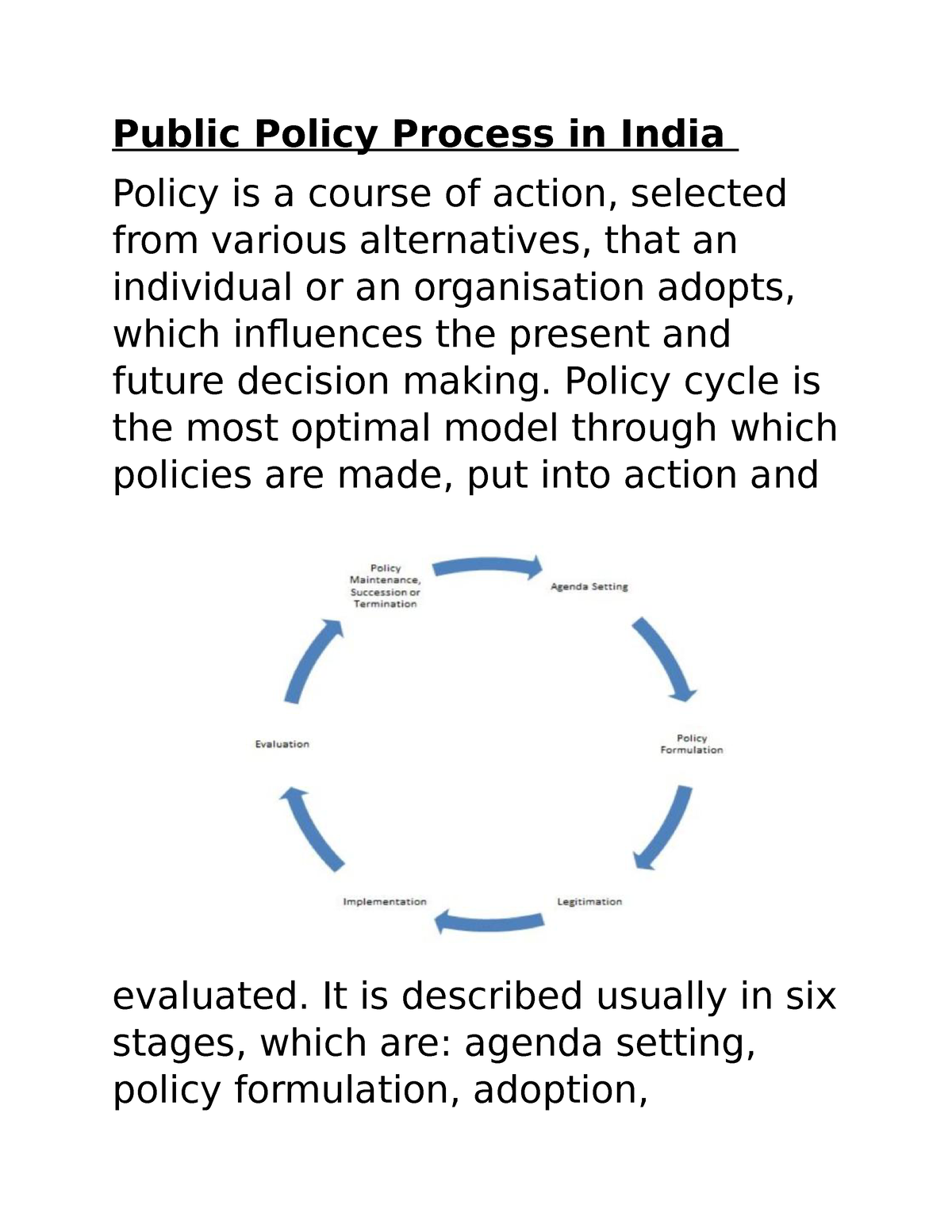 Public Policy Process In India Public Policy Process In India Policy 
