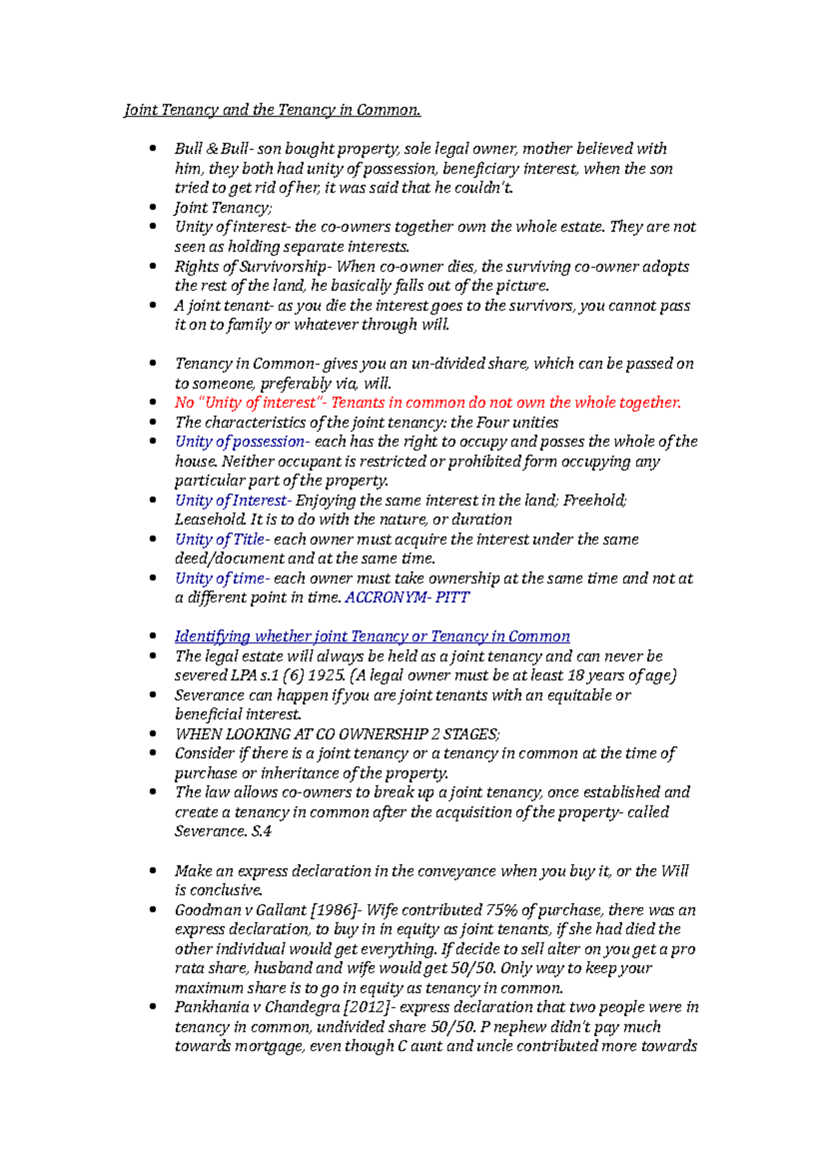 Joint Tenancy and the Tenancy in Common Bull & Bull son bought
