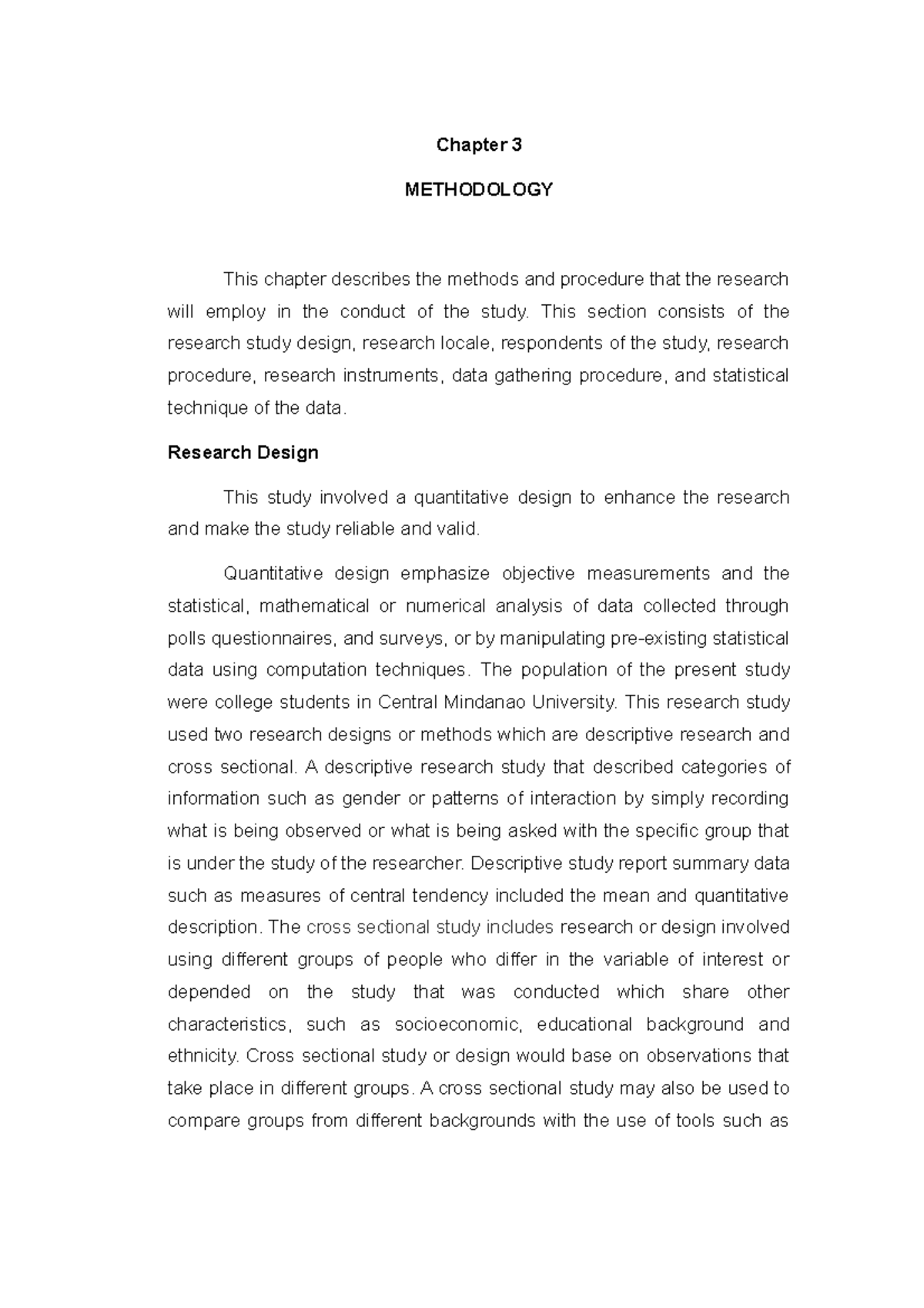 methodology chapter in research proposal