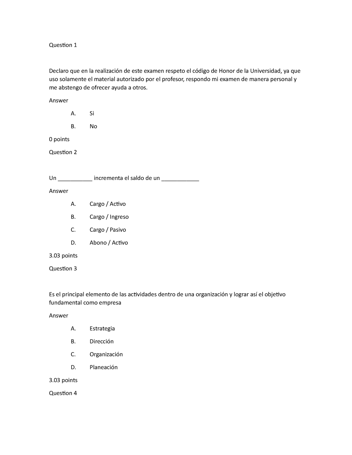 Examen Finanzas-pdf Finanzas - Question 1 Declaro Que En La Realización ...